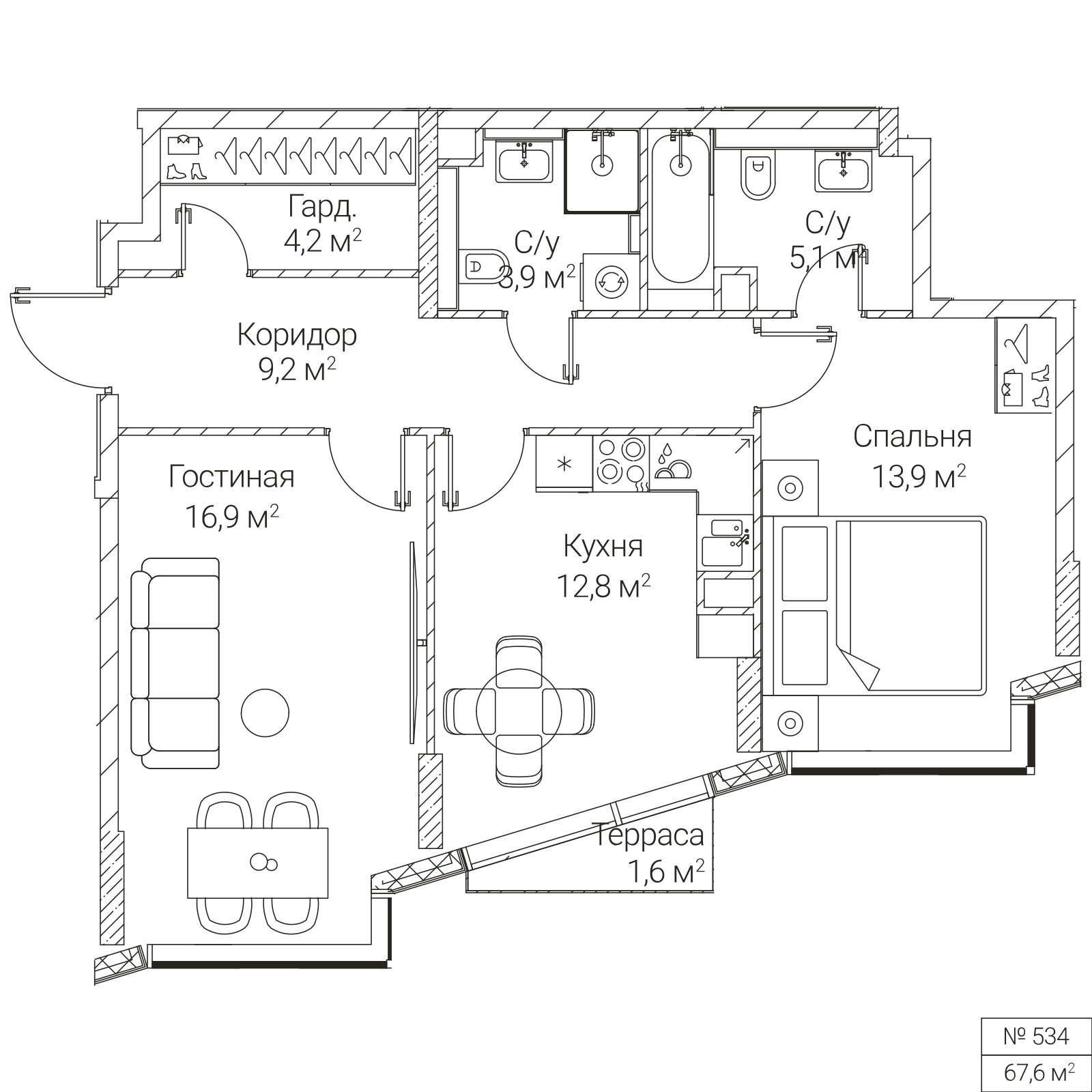Официальная планировка SEZAR FUTURE, 66,5 м²