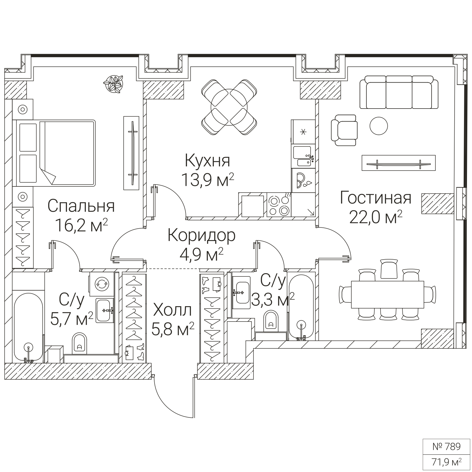 Официальная планировка SEZAR FUTURE, 71,9 м²