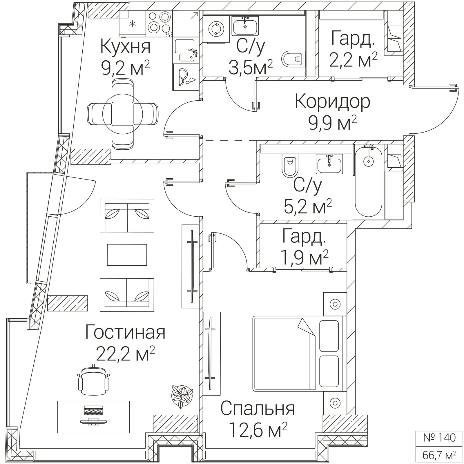 Официальная планировка SEZAR FUTURE, 66,7 м²