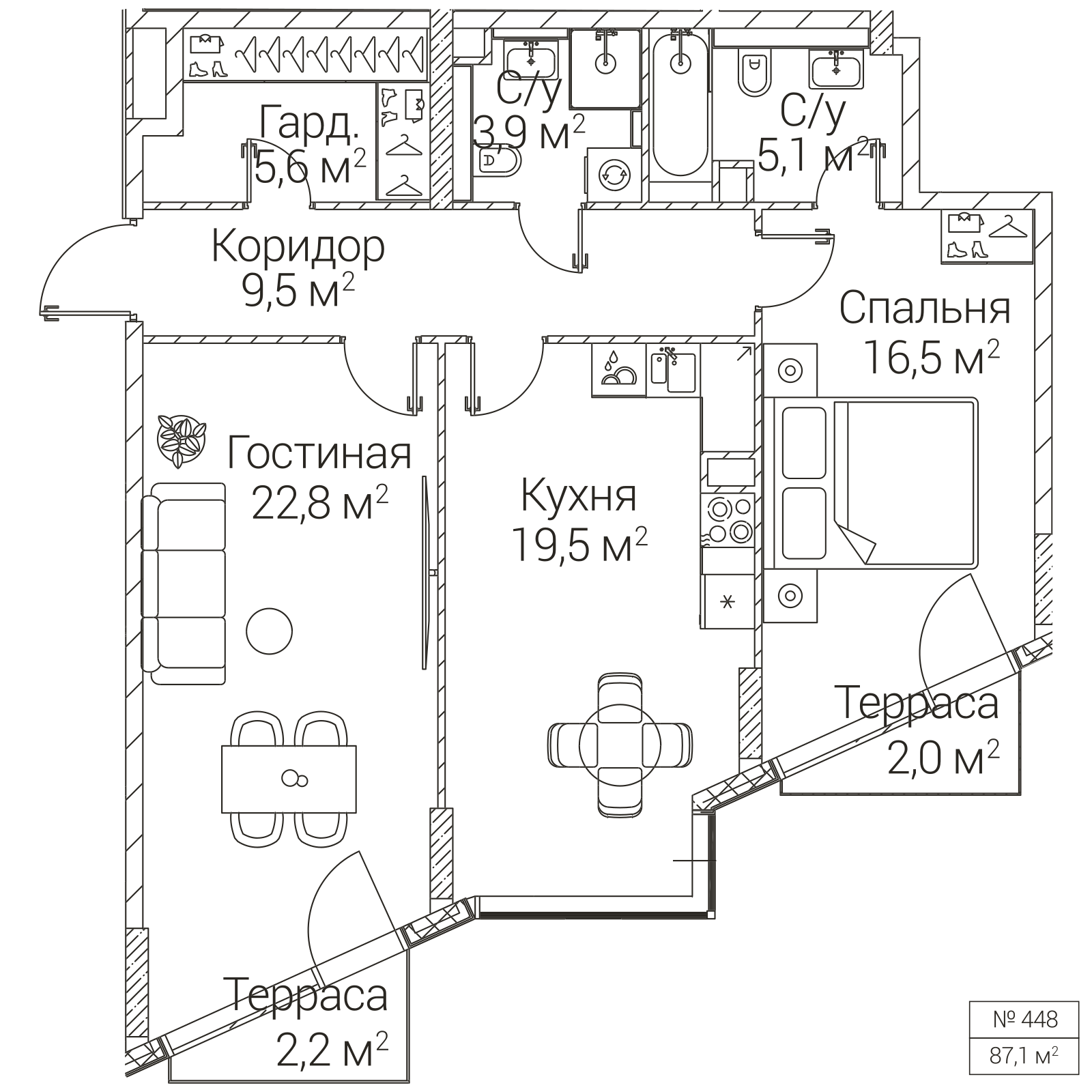 Официальная планировка SEZAR FUTURE, 84,2 м²