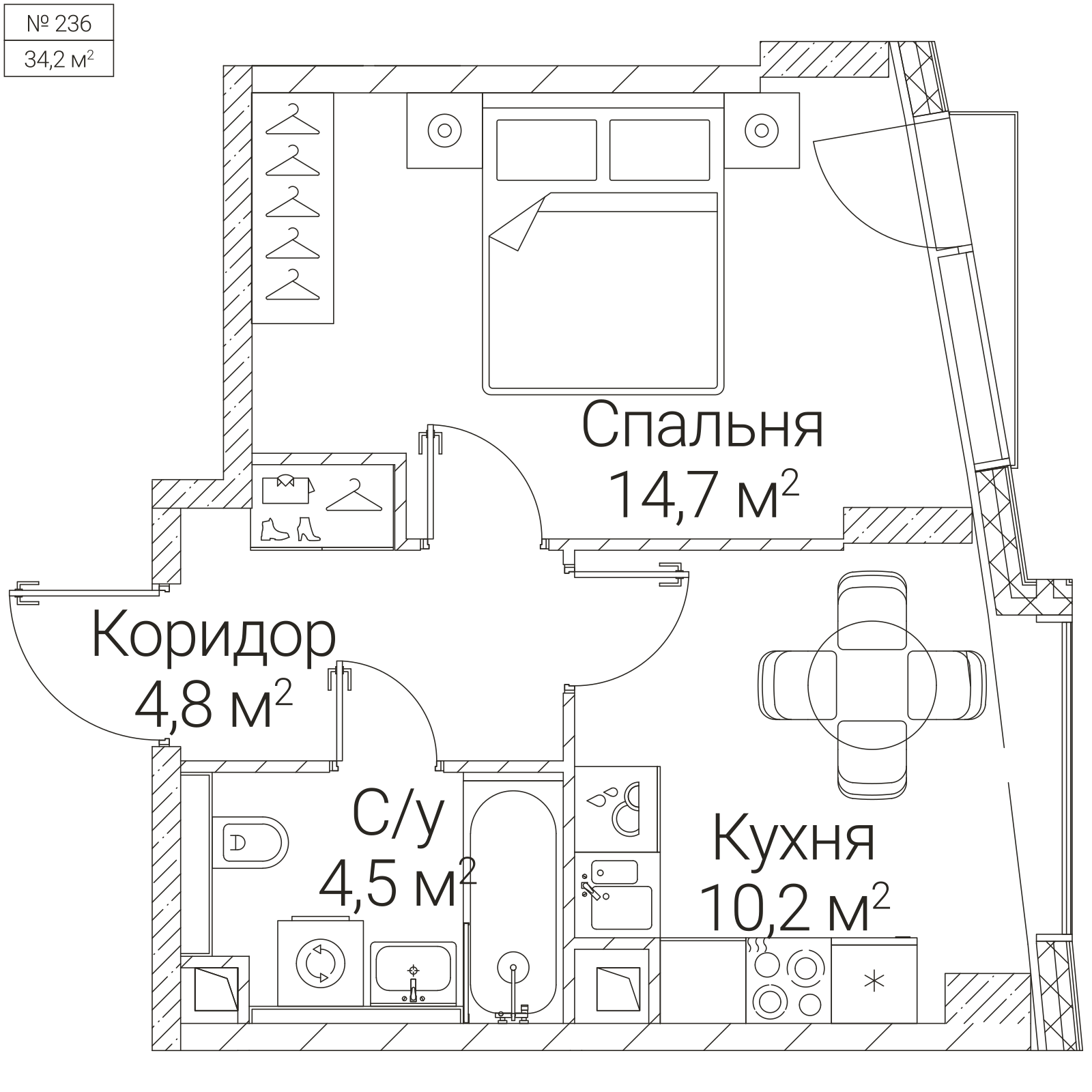 Официальная планировка SEZAR FUTURE, 34,2 м²