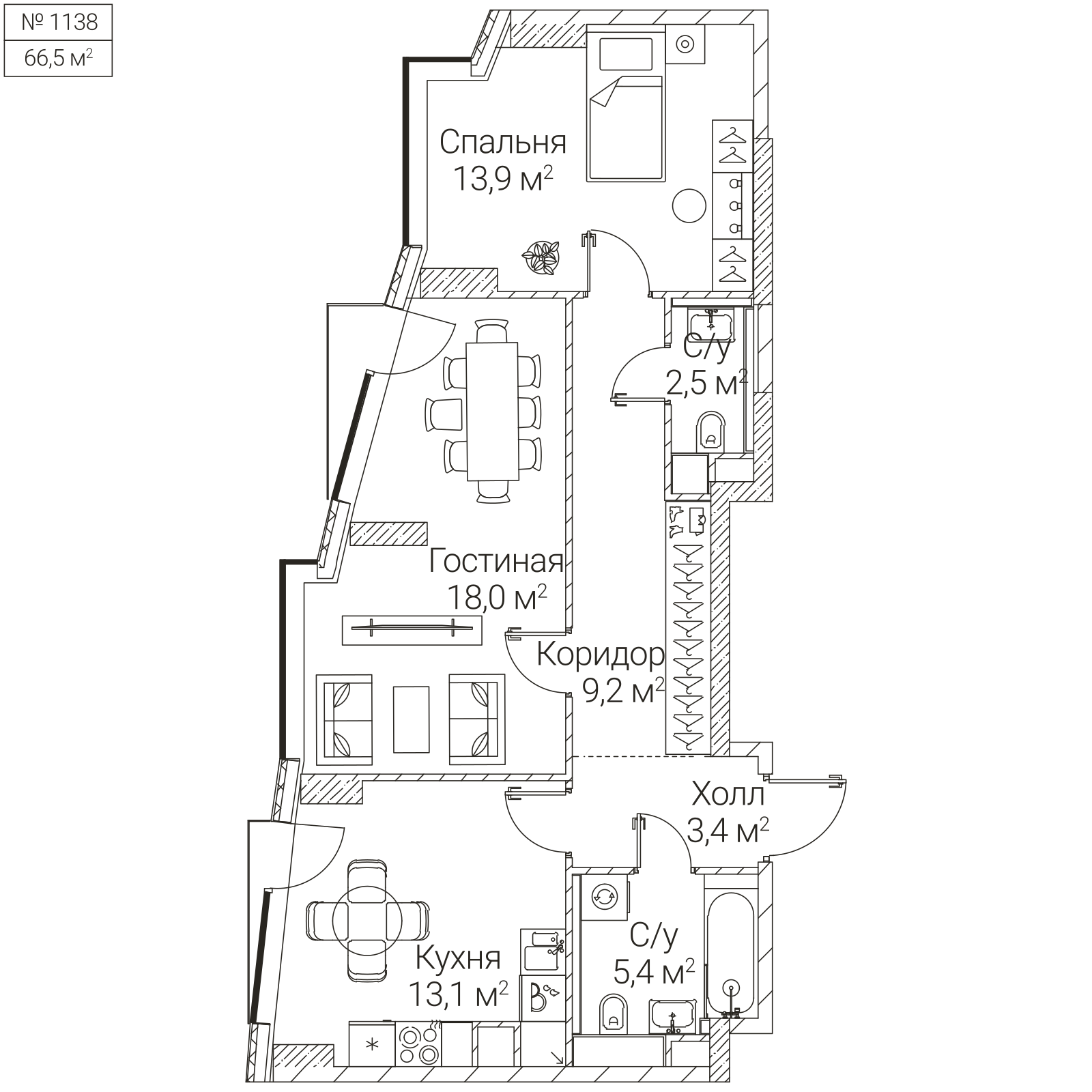 Официальная планировка SEZAR FUTURE, 65,8 м²