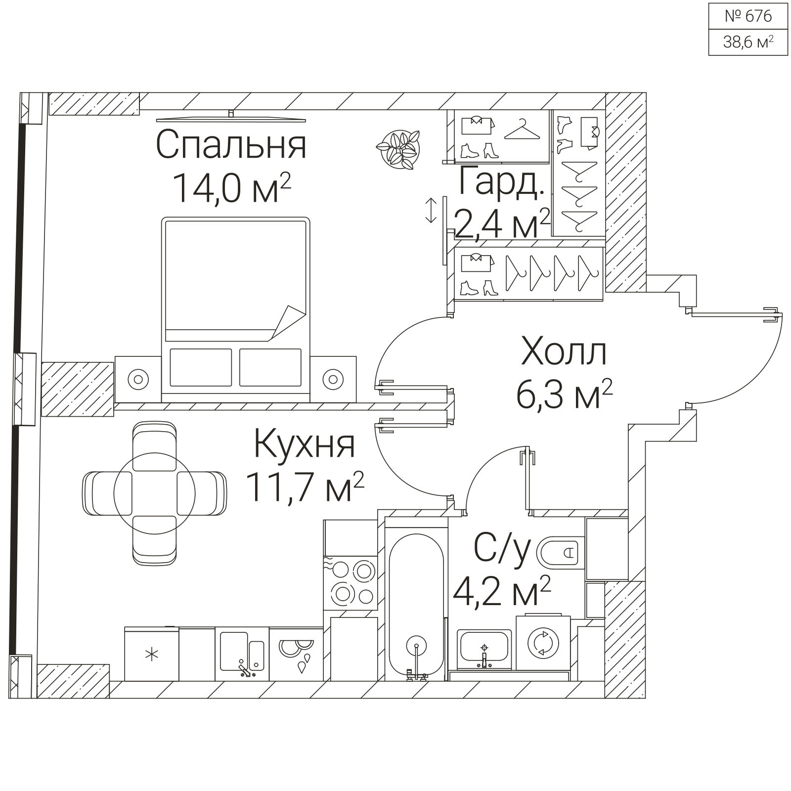 Официальная планировка SEZAR FUTURE, 38,6 м²