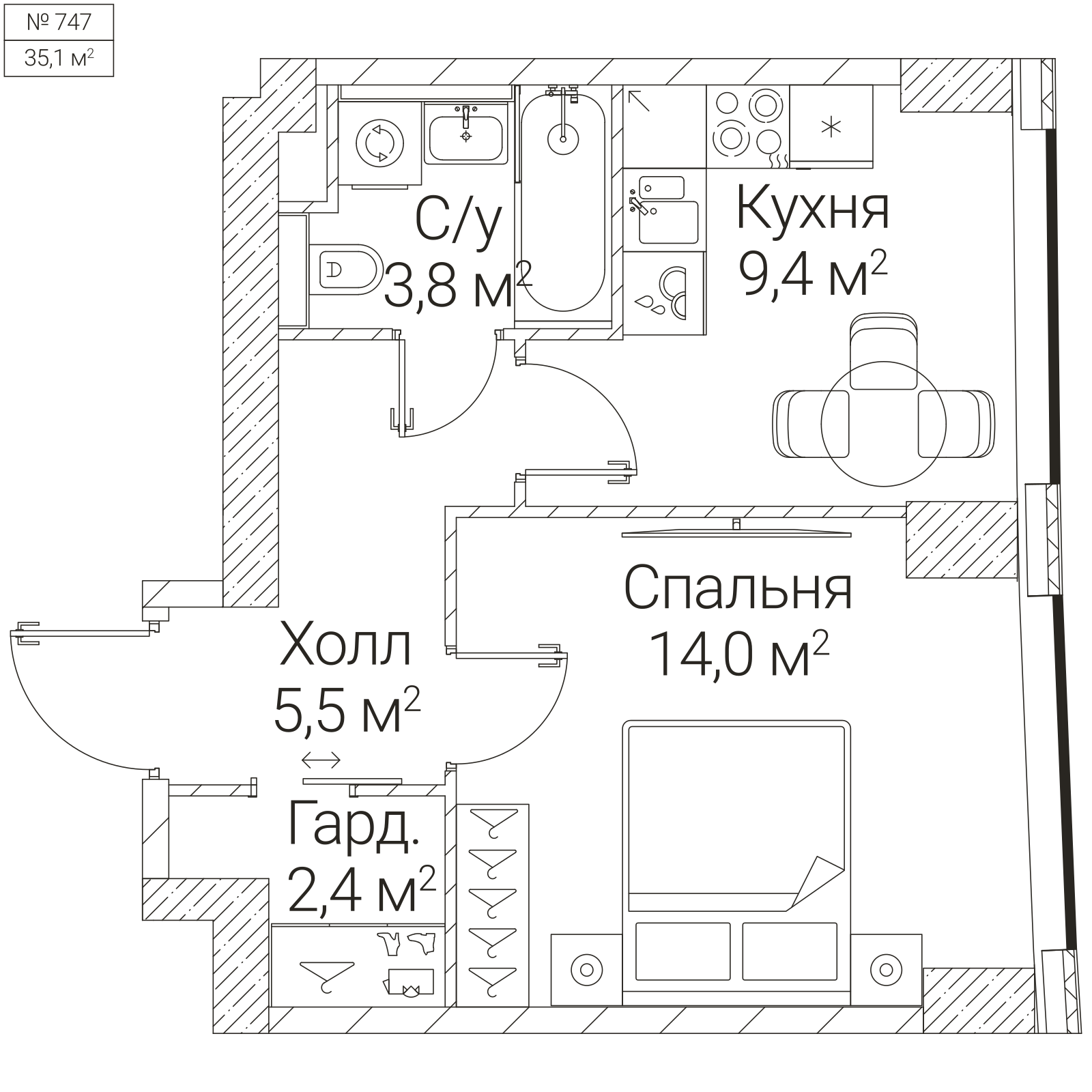Официальная планировка SEZAR FUTURE, 35,1 м²