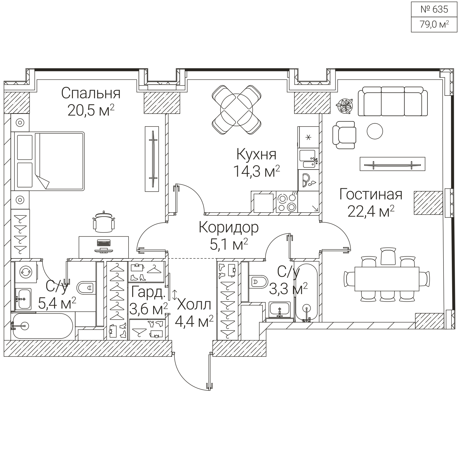 Официальная планировка SEZAR FUTURE, 79 м²