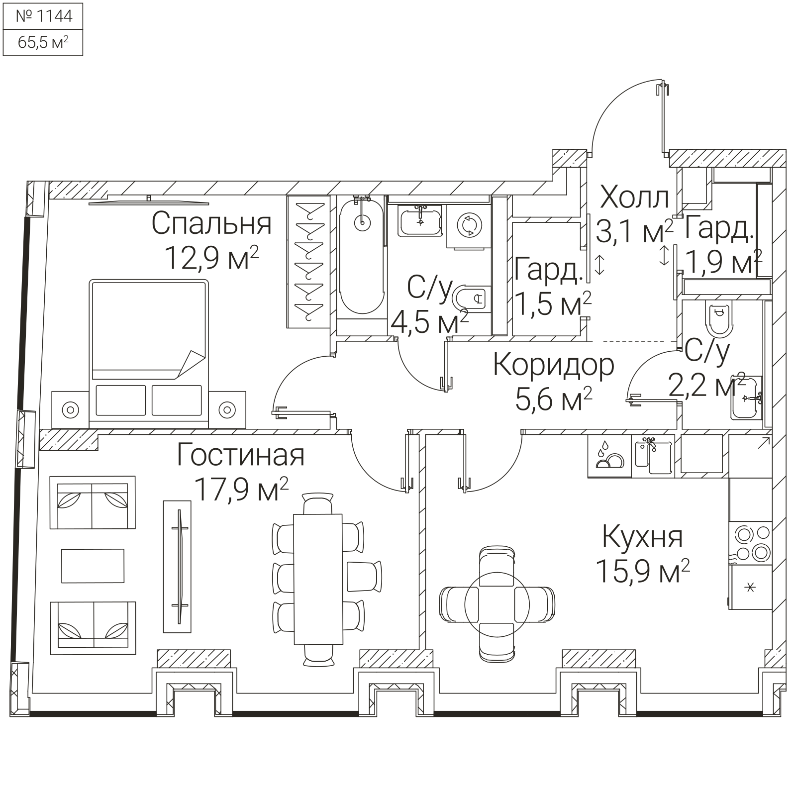 Официальная планировка SEZAR FUTURE, 65,5 м²