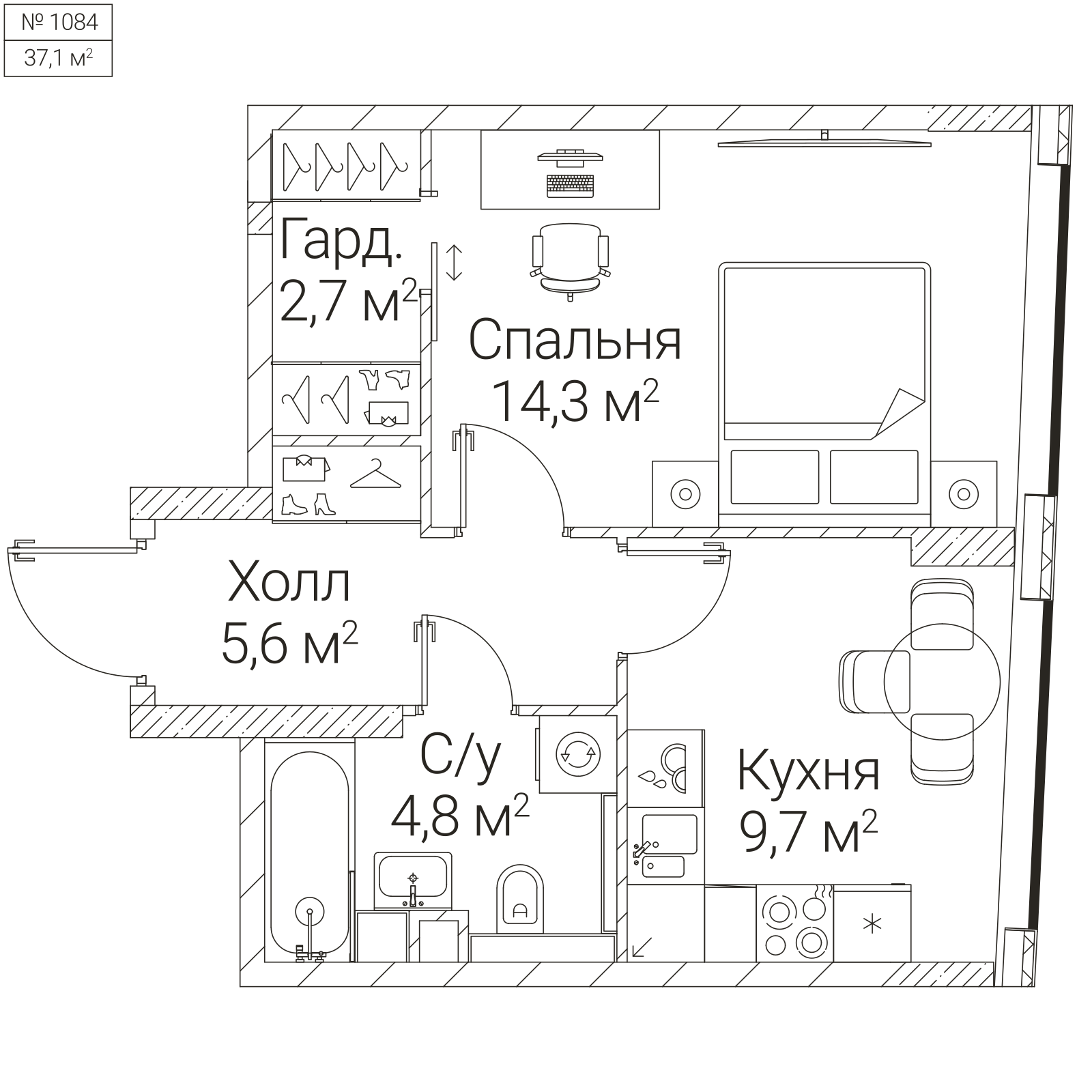 Официальная планировка SEZAR FUTURE, 37,1 м²