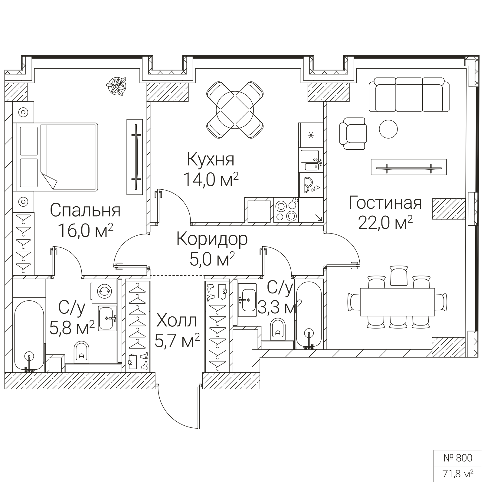 Официальная планировка SEZAR FUTURE, 71,8 м²