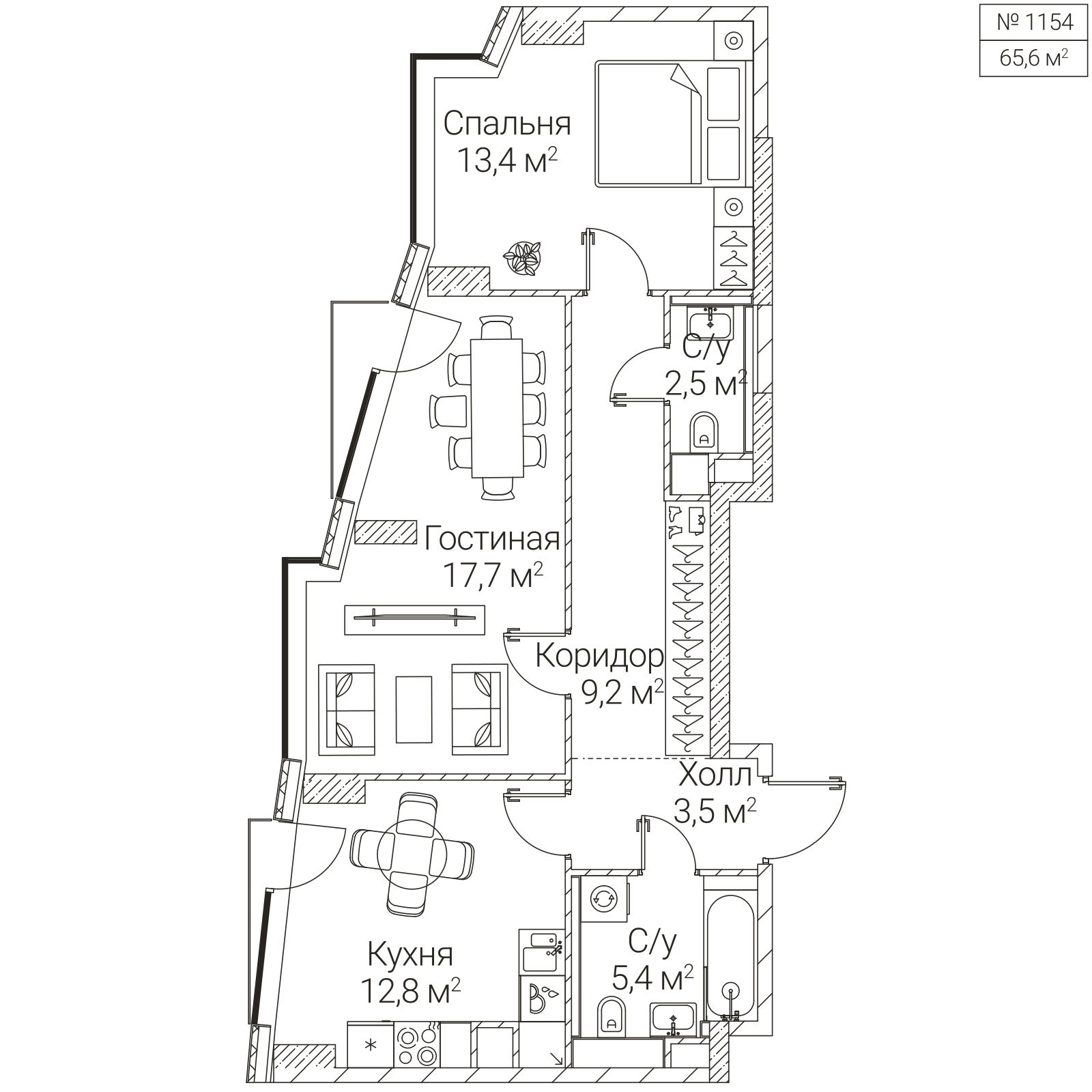 Официальная планировка SEZAR FUTURE, 64,9 м²