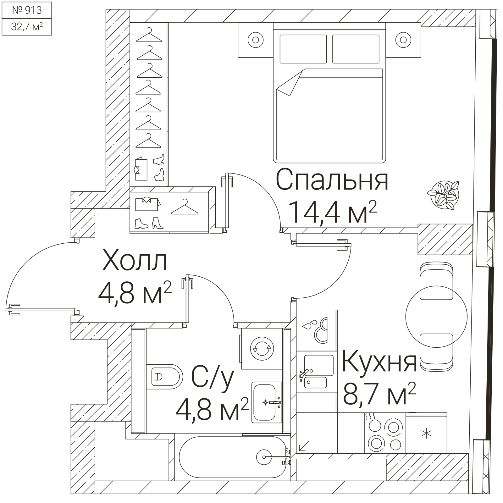 Официальная планировка SEZAR FUTURE, 32,7 м²