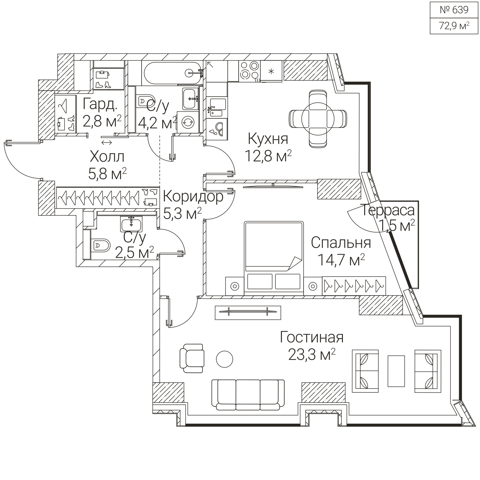 Официальная планировка SEZAR FUTURE, 71,9 м²
