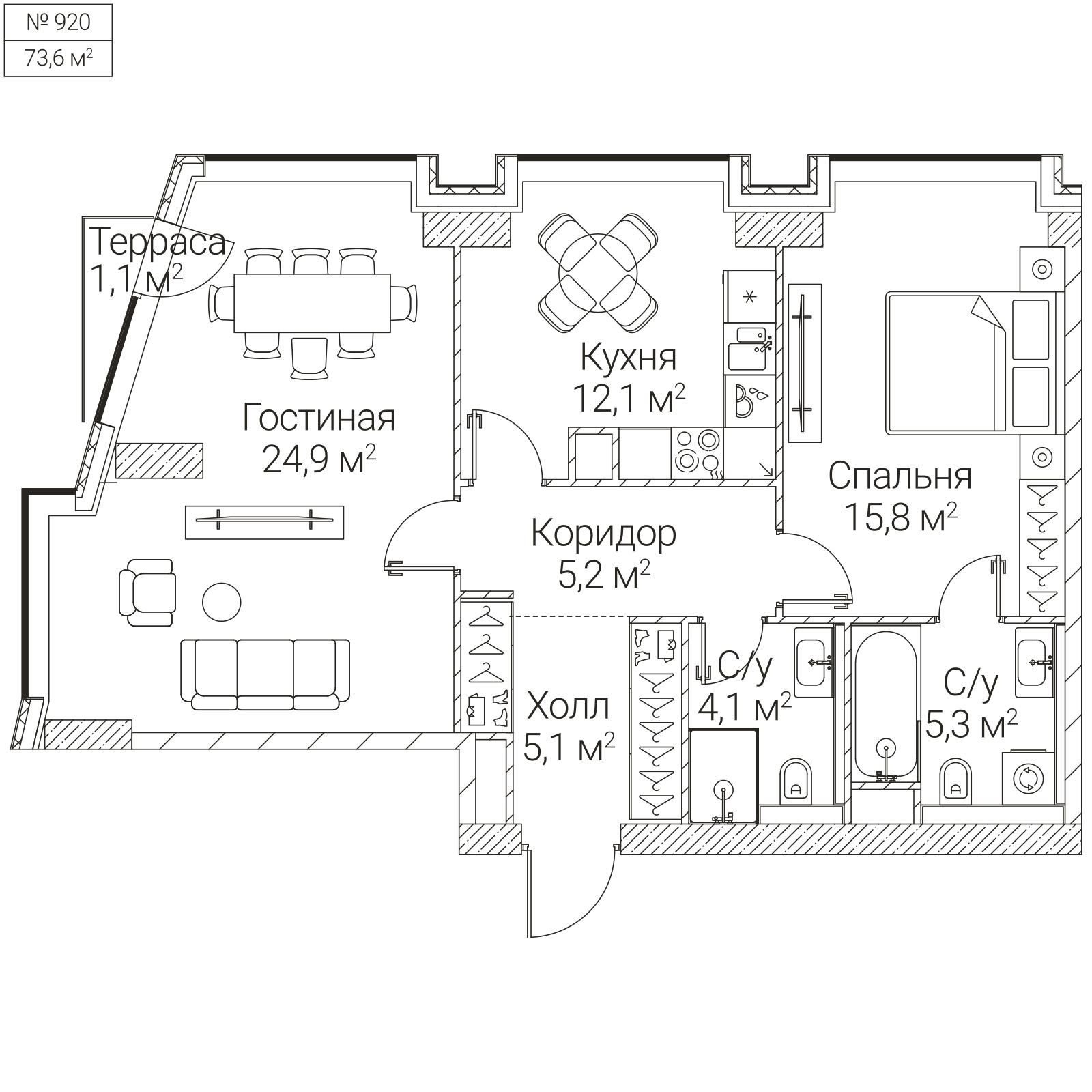 Официальная планировка SEZAR FUTURE, 72,8 м²