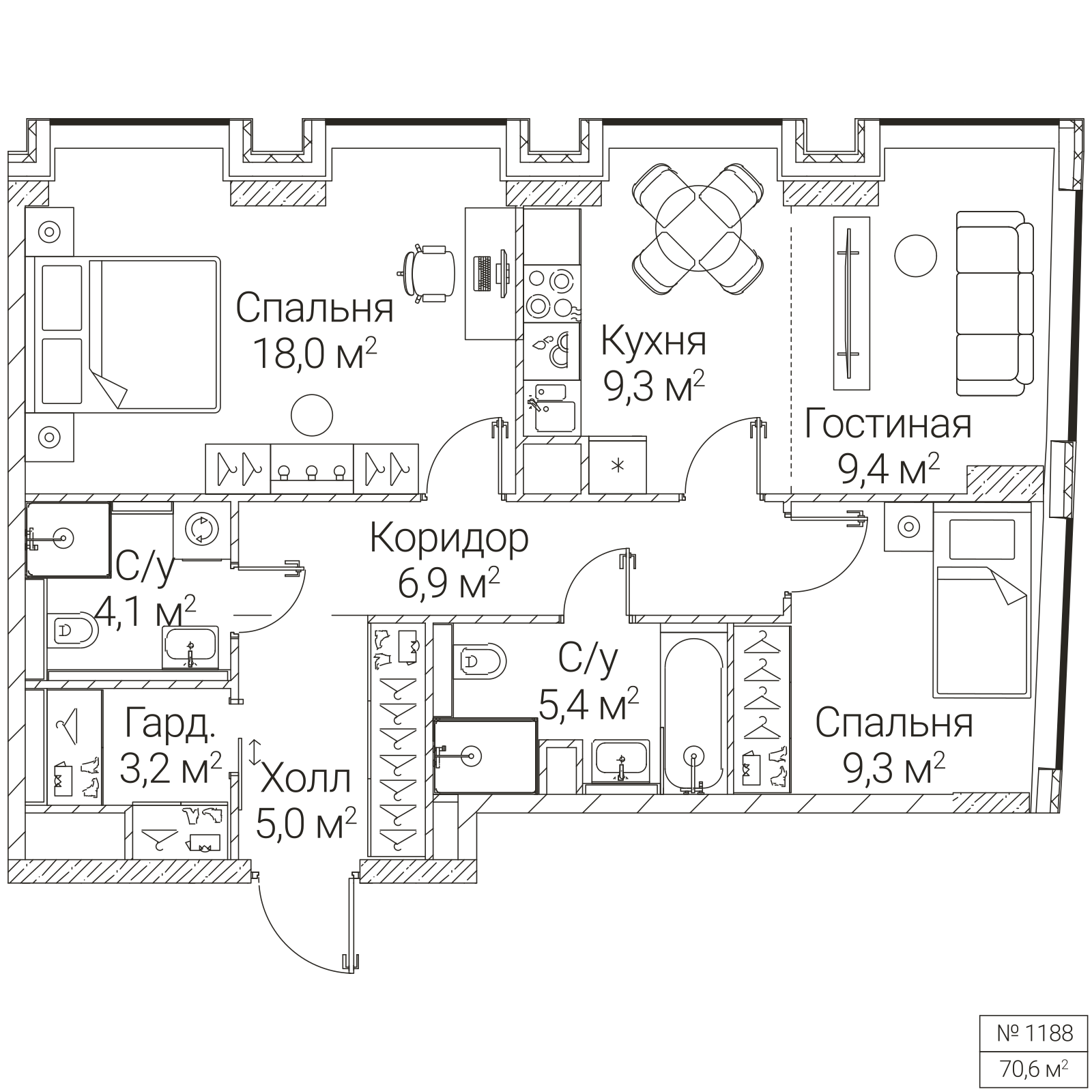 Официальная планировка SEZAR FUTURE, 70,6 м²