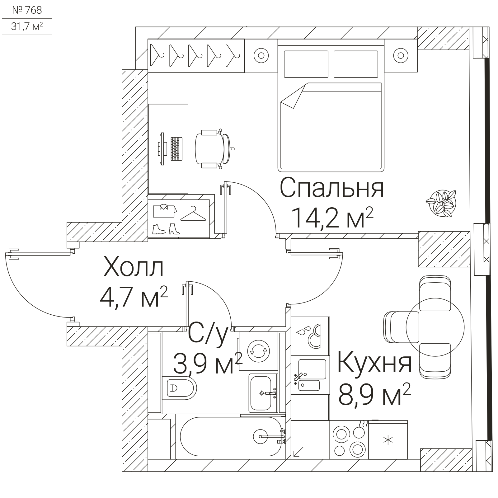 Официальная планировка SEZAR FUTURE, 31,7 м²