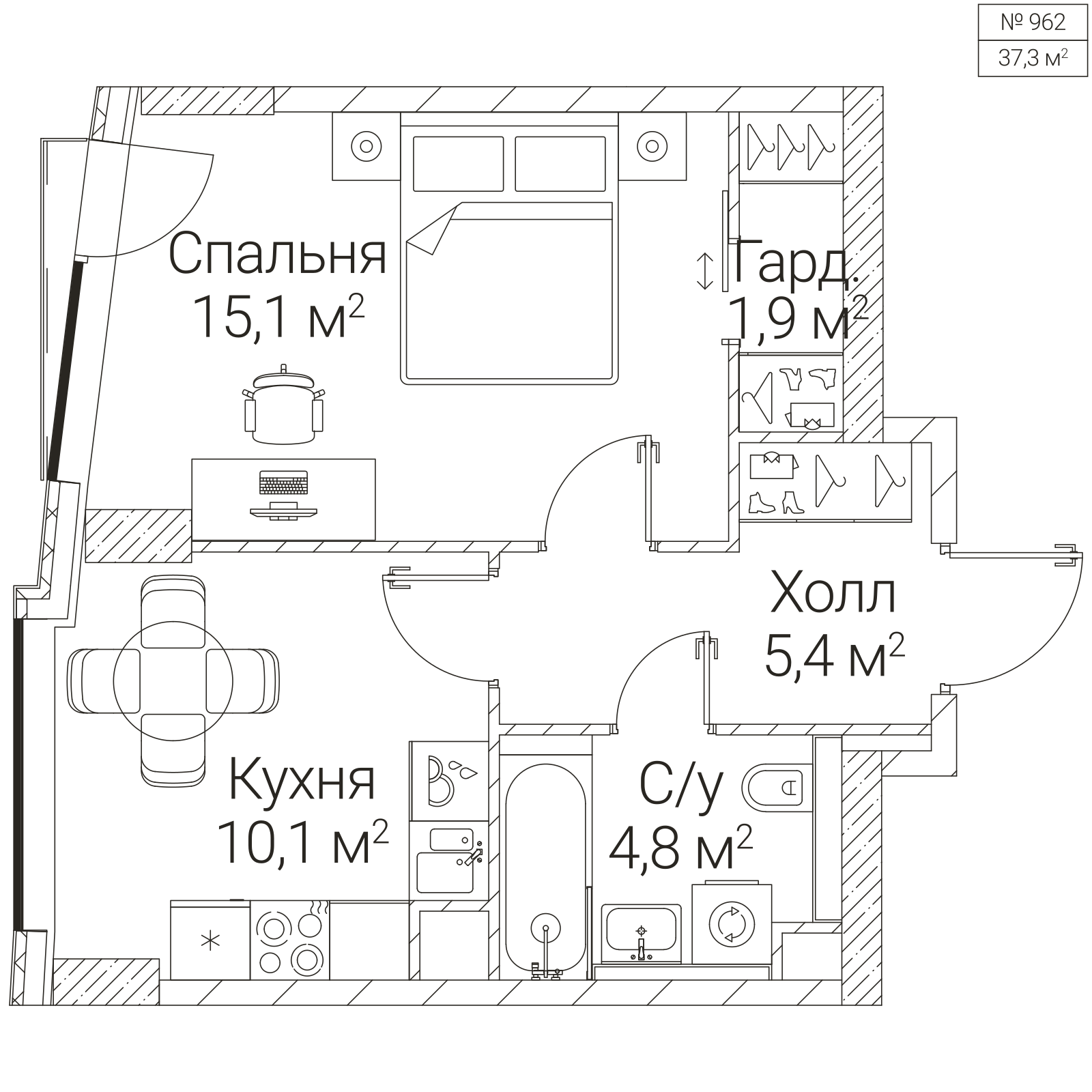 Официальная планировка SEZAR FUTURE, 37,3 м²