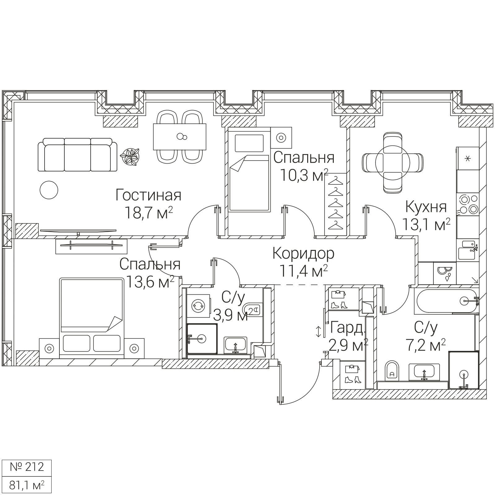 Официальная планировка SEZAR FUTURE, 81,1 м²