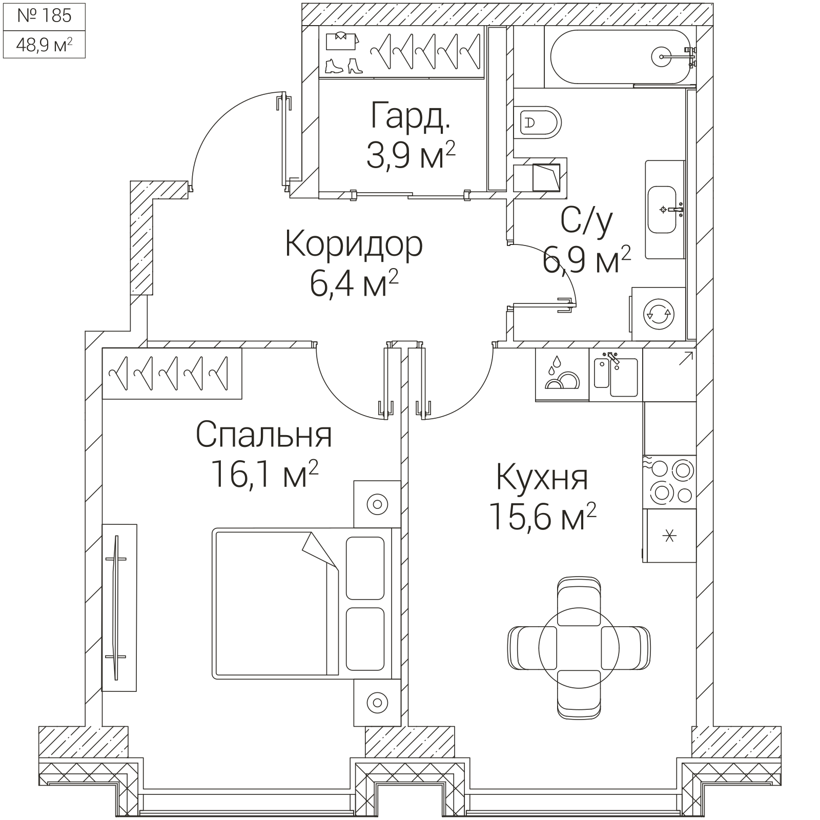 Официальная планировка SEZAR FUTURE, 48,9 м²