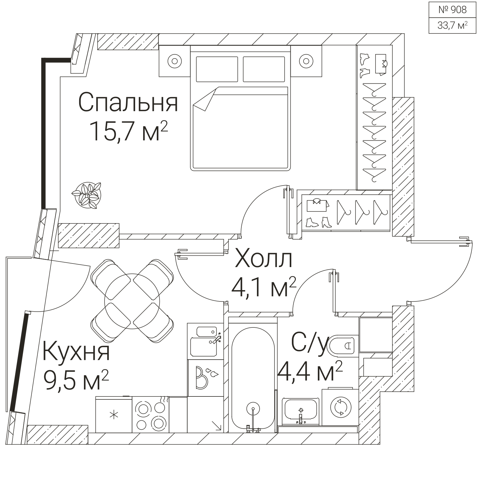 Официальная планировка SEZAR FUTURE, 33,7 м²