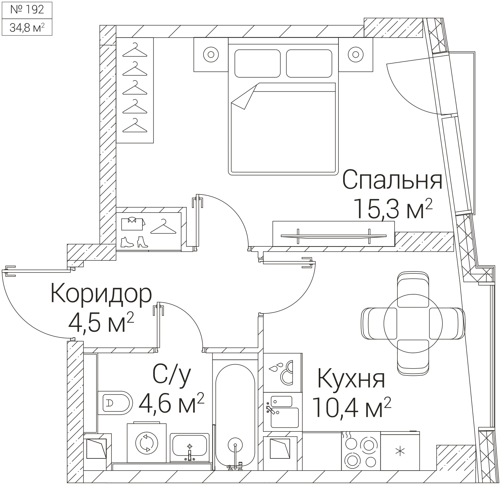 Официальная планировка SEZAR FUTURE, 34,8 м²
