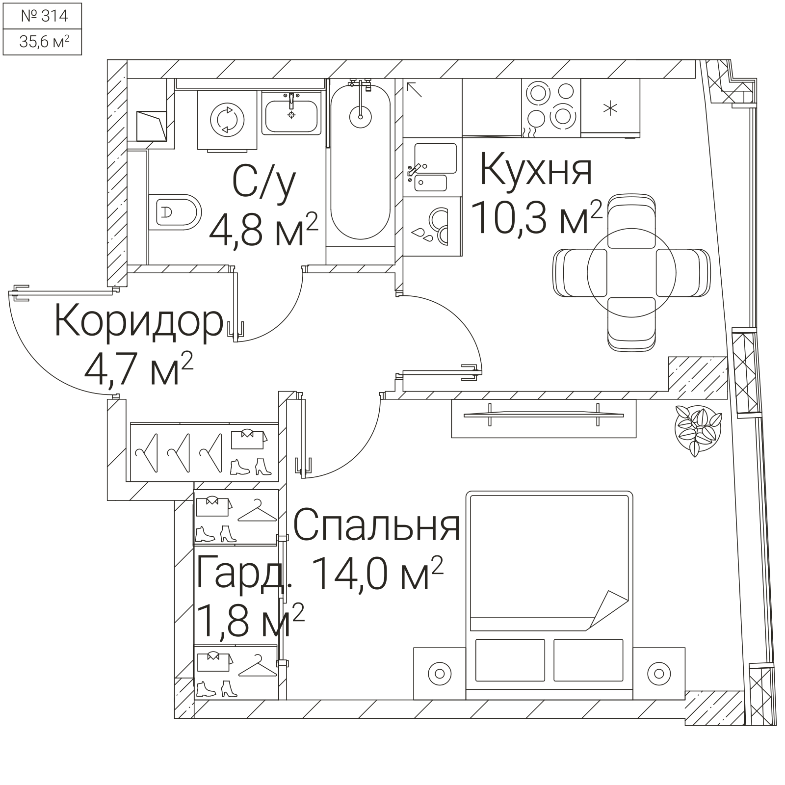 Официальная планировка SEZAR FUTURE, 35,6 м²