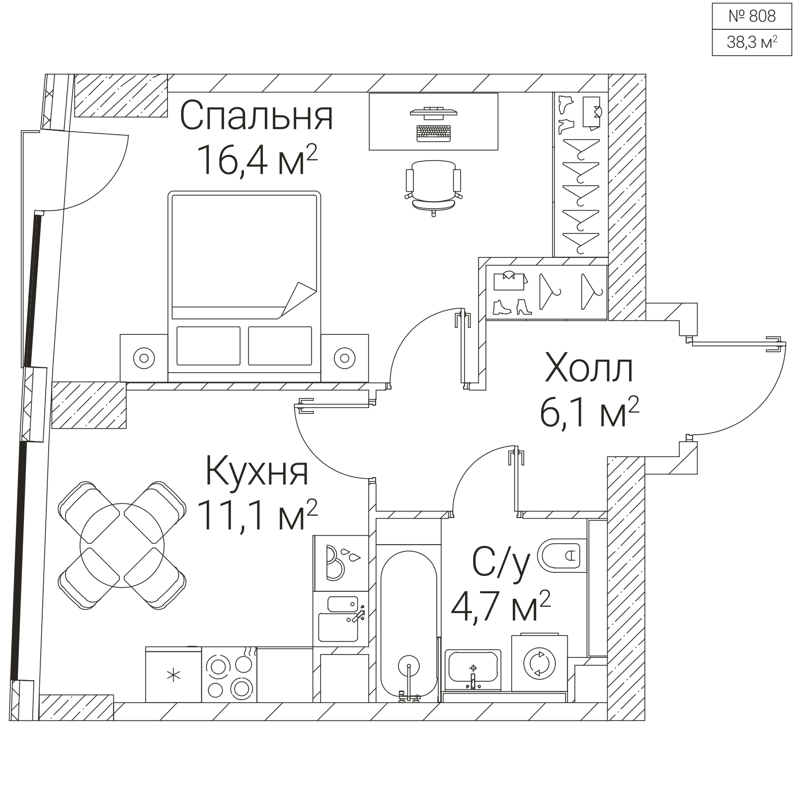 Официальная планировка SEZAR FUTURE, 38,3 м²