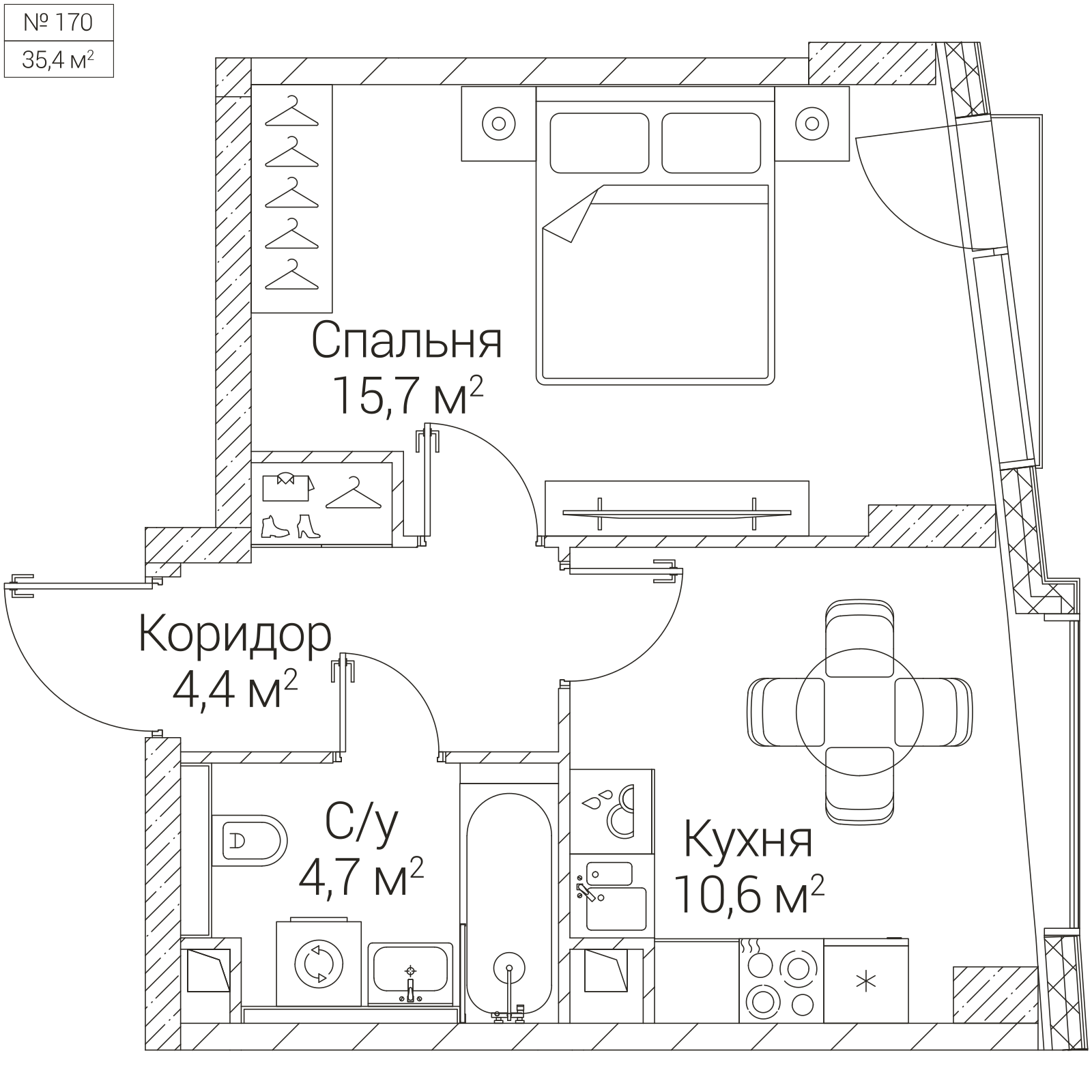 Официальная планировка SEZAR FUTURE, 35,4 м²