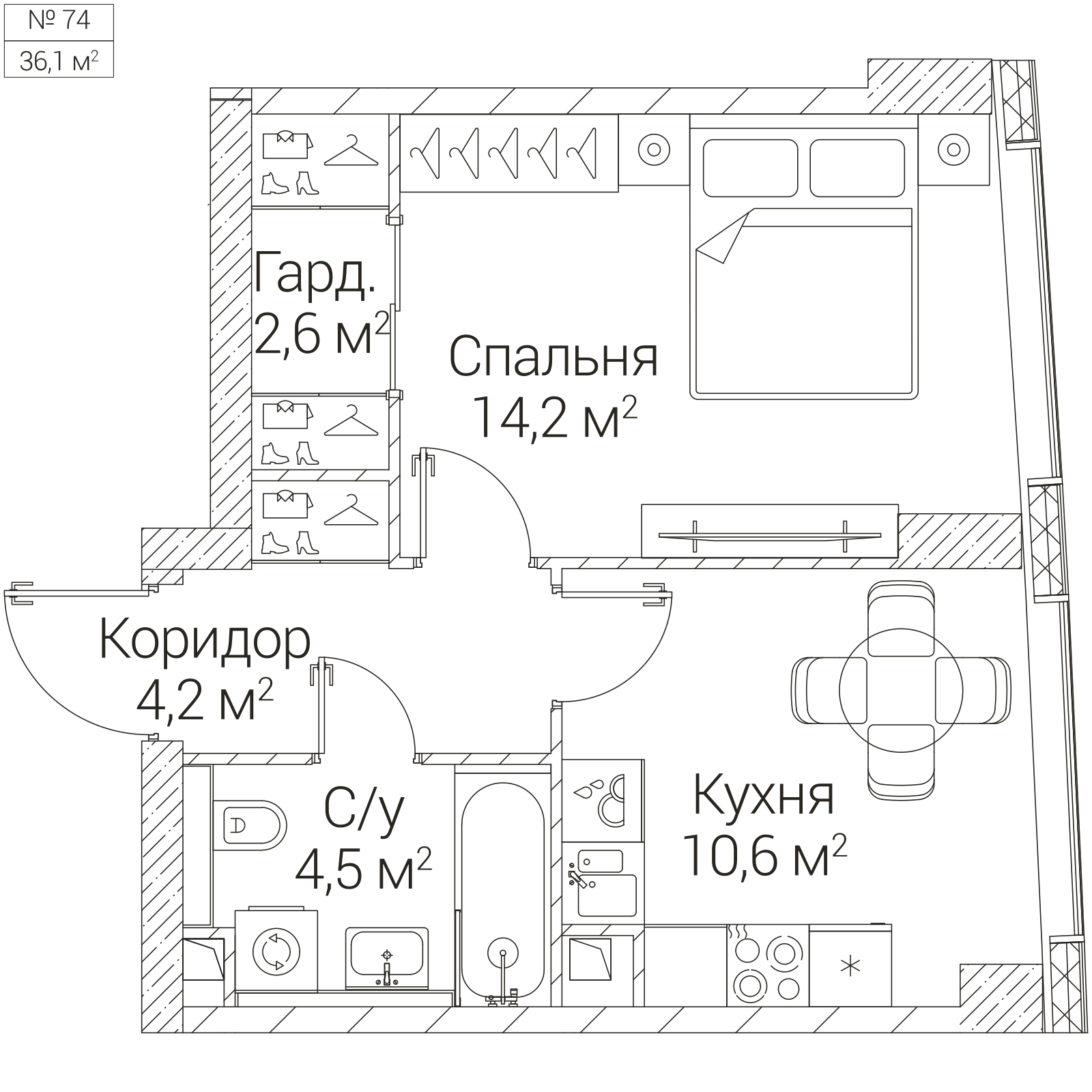 Официальная планировка SEZAR FUTURE, 36,1 м²