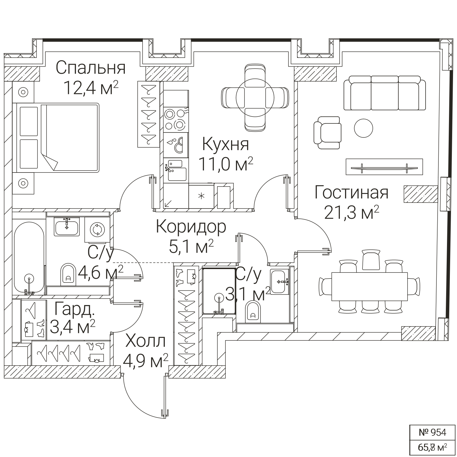Официальная планировка SEZAR FUTURE, 65,8 м²