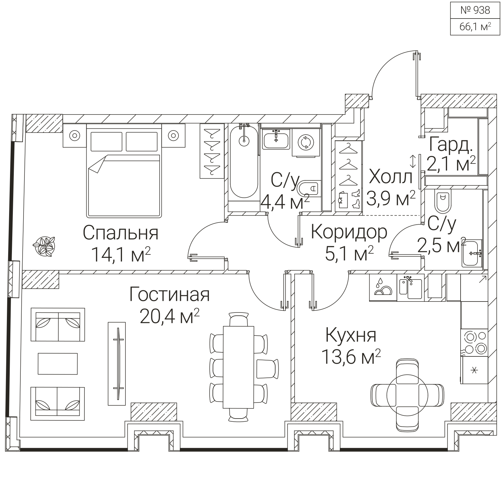 Официальная планировка SEZAR FUTURE, 66,1 м²