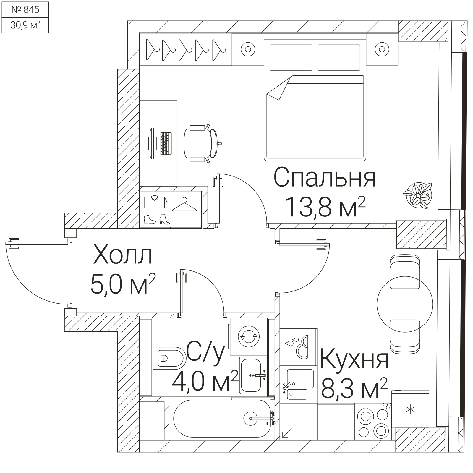 Официальная схема SEZAR FUTURE, 30,9 м²
