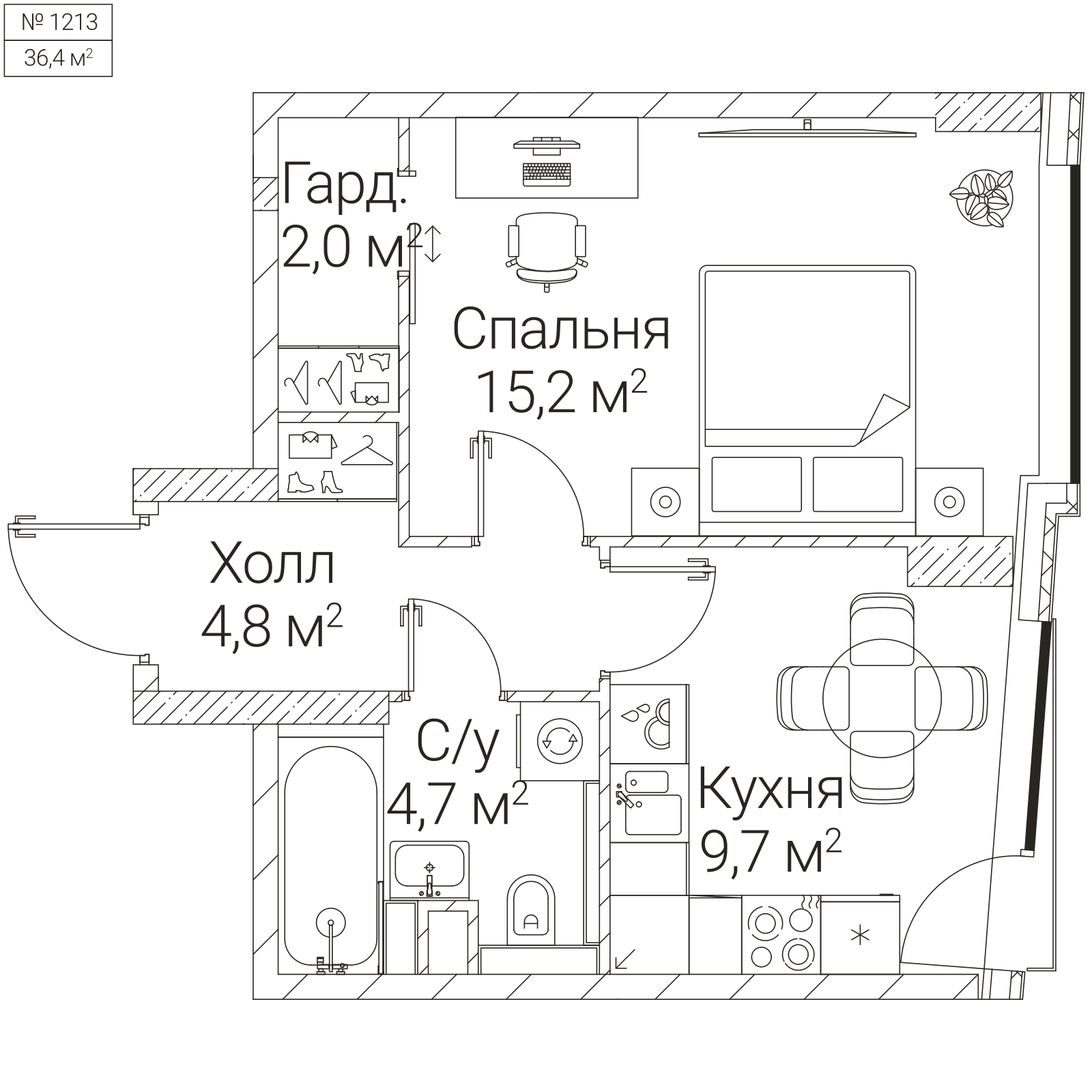 Официальная планировка SEZAR FUTURE, 36,4 м²