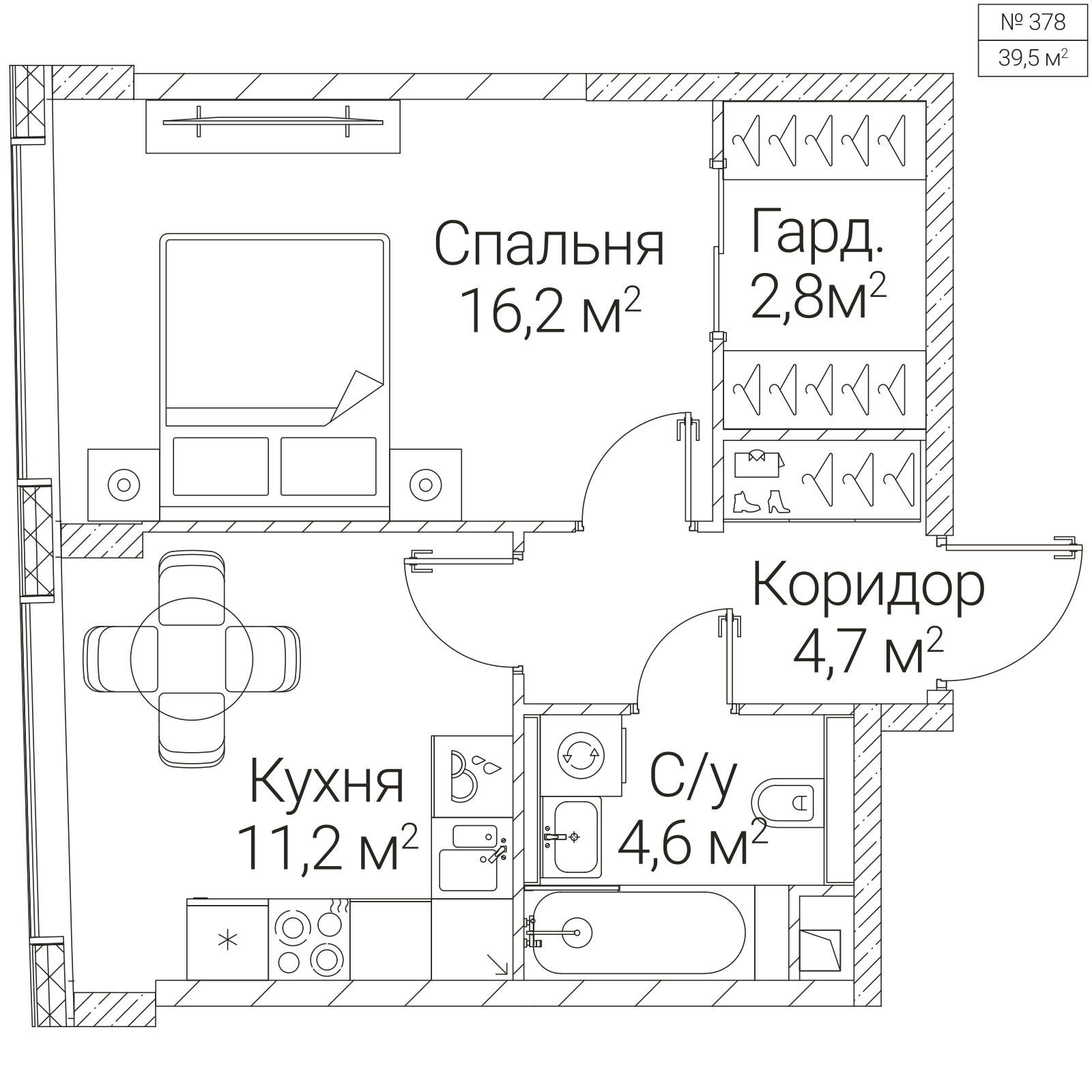 Официальная планировка SEZAR FUTURE, 39,5 м²