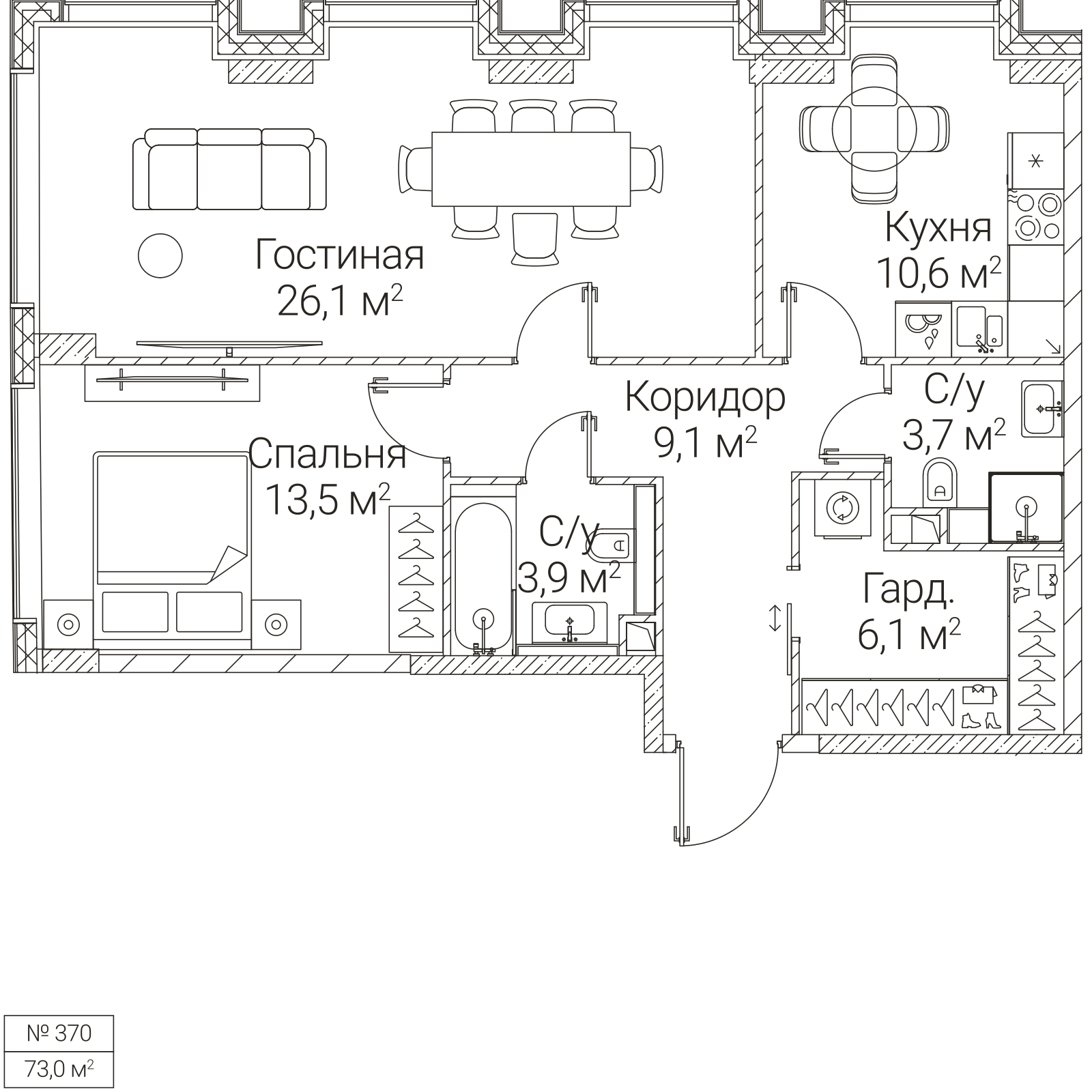 Официальная планировка SEZAR FUTURE, 73 м²