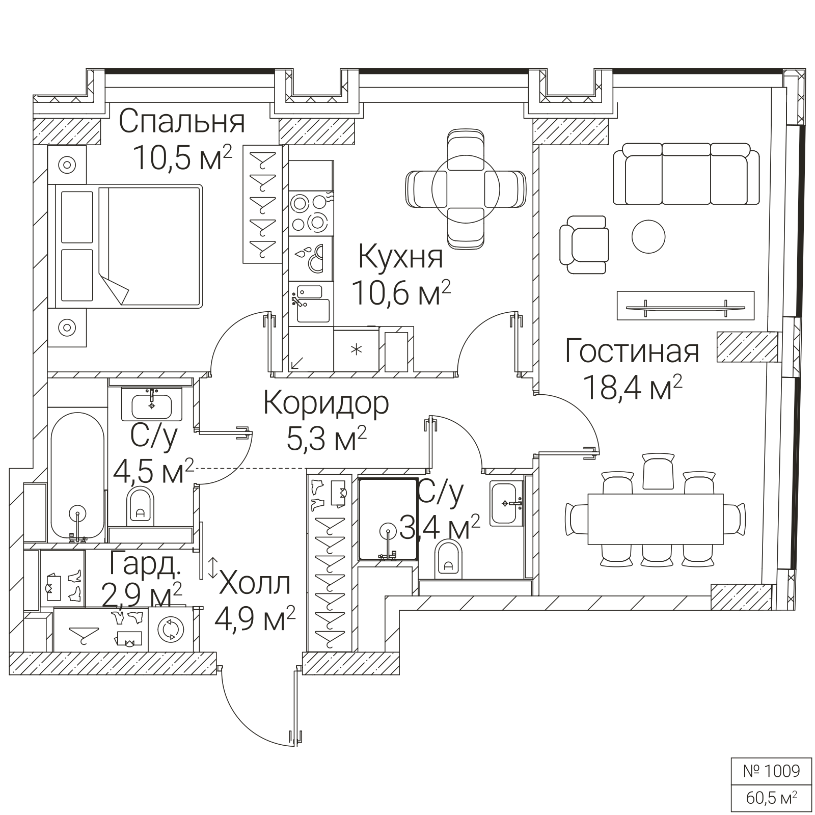Официальная планировка SEZAR FUTURE, 60,5 м²