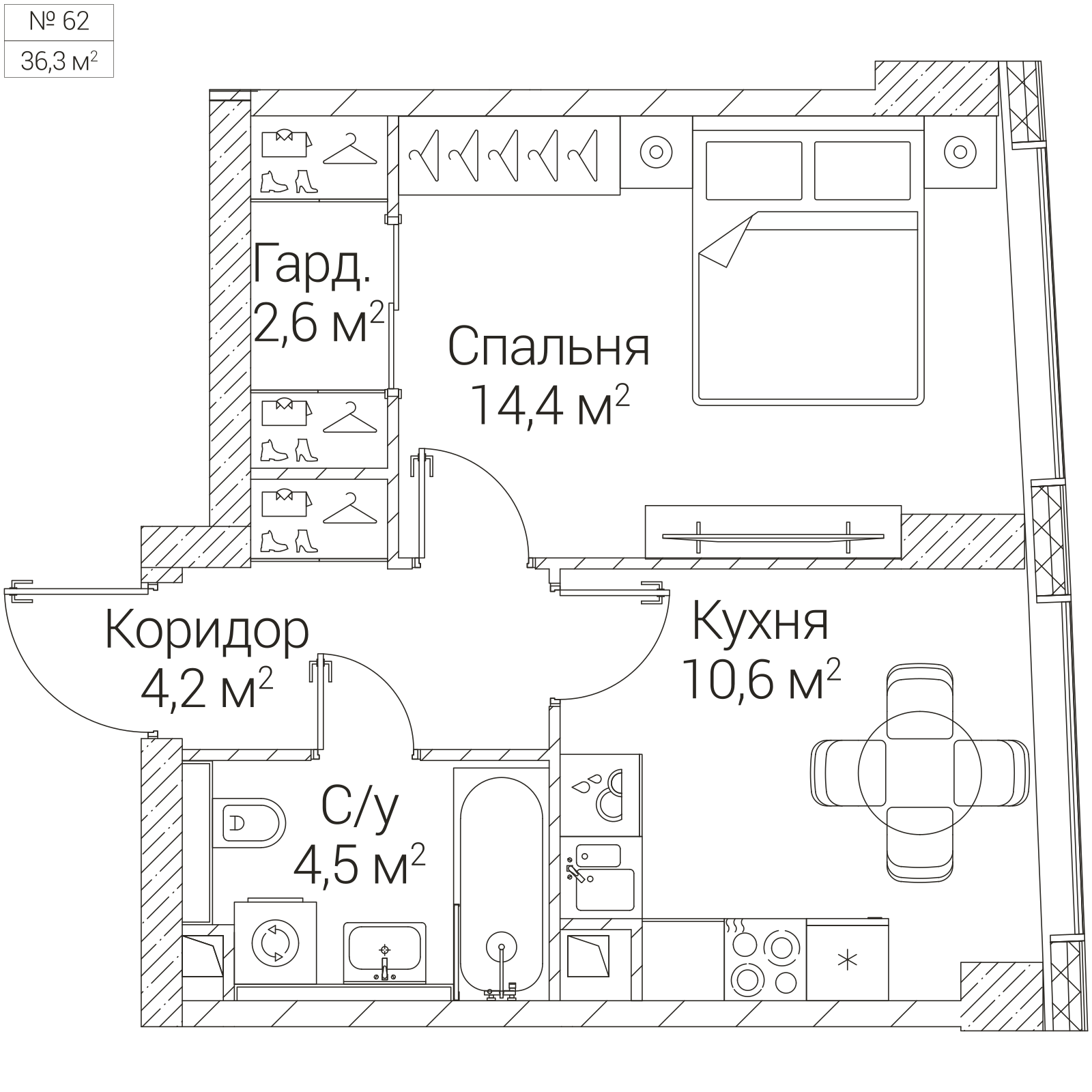 Официальная планировка SEZAR FUTURE, 36,3 м²