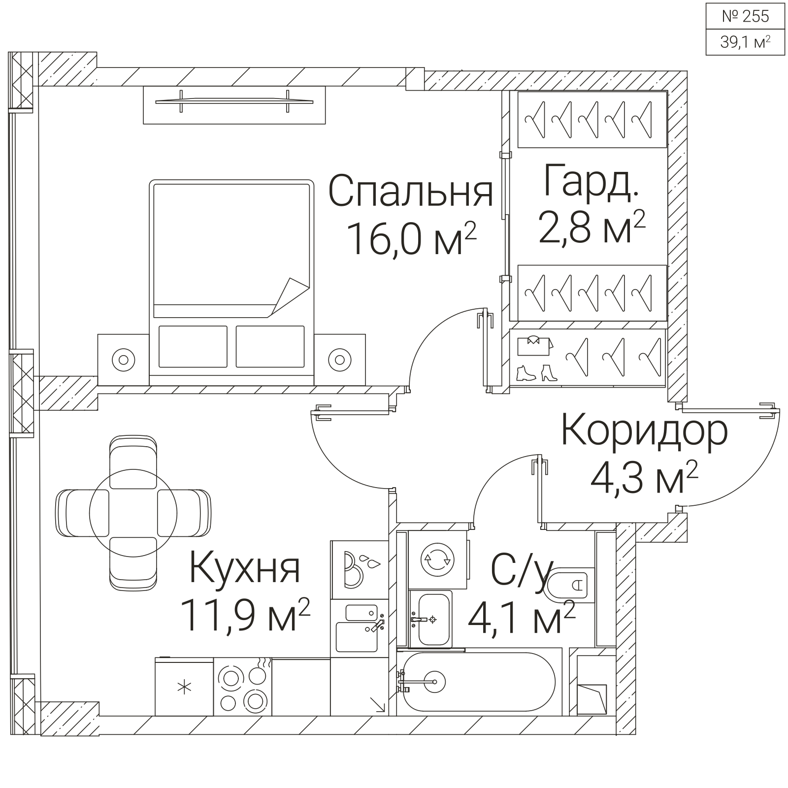 Официальная планировка SEZAR FUTURE, 39,1 м²