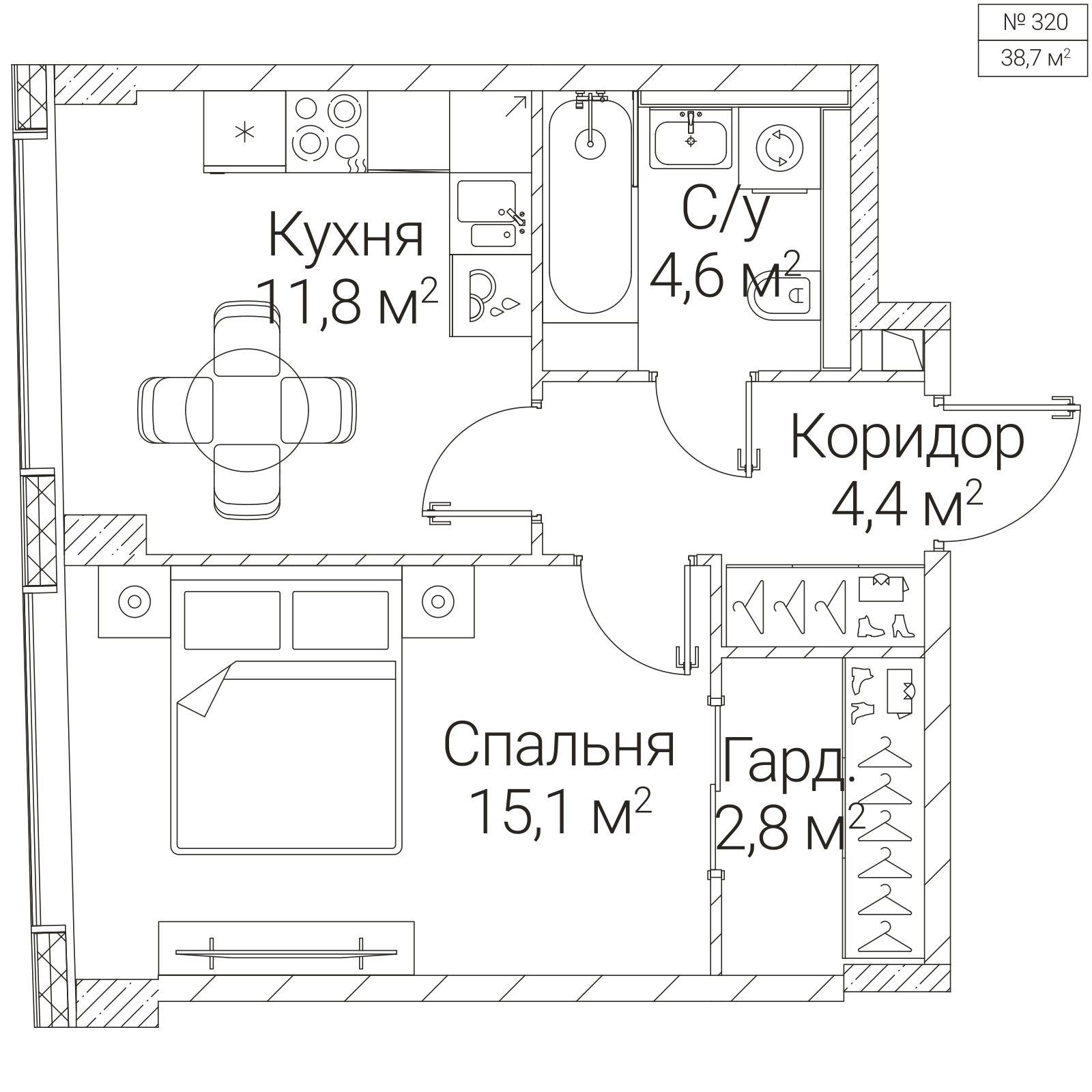 Официальная планировка SEZAR FUTURE, 38,7 м²