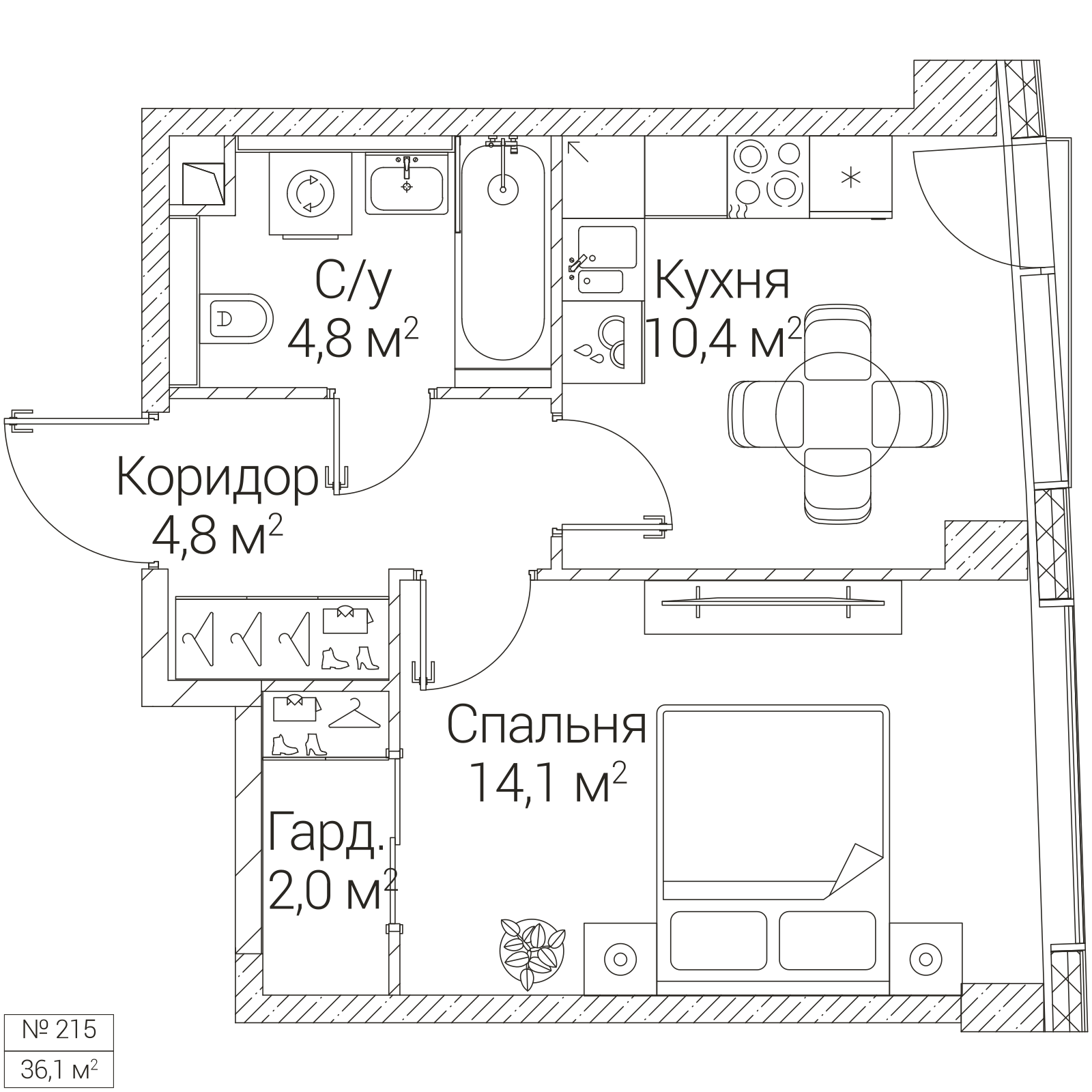 Официальная планировка SEZAR FUTURE, 36,1 м²