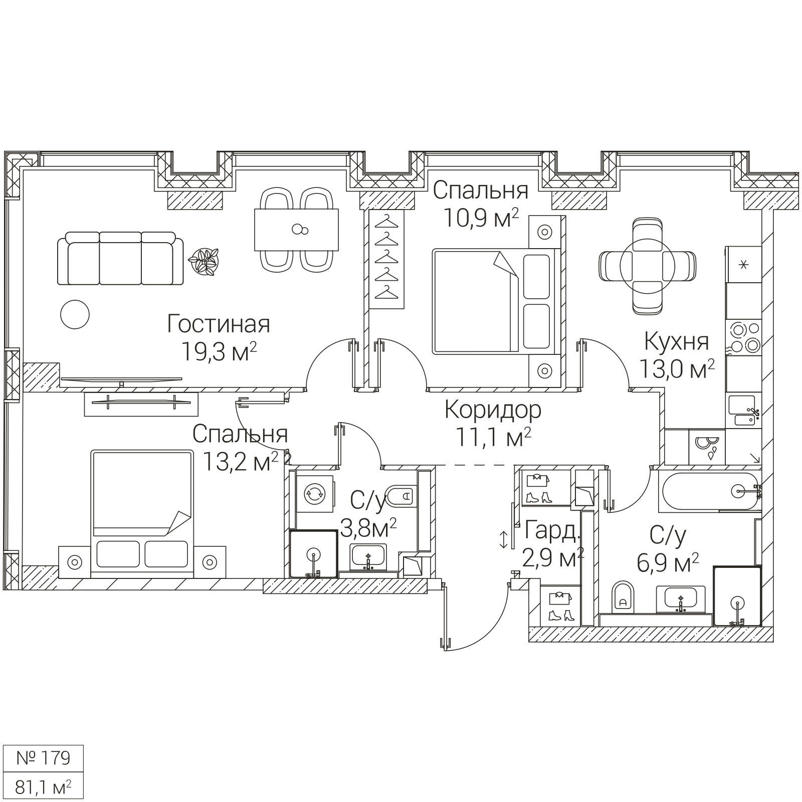 Официальная планировка SEZAR FUTURE, 81,1 м²