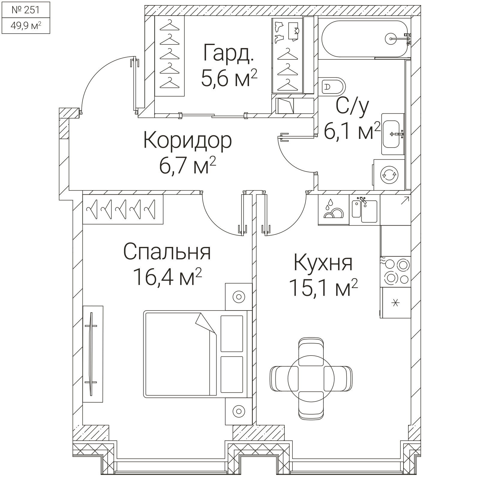 Официальная планировка SEZAR FUTURE, 49,9 м²