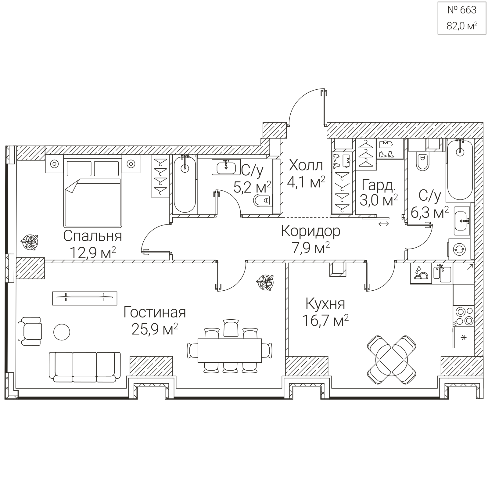 Официальная планировка SEZAR FUTURE, 82 м²