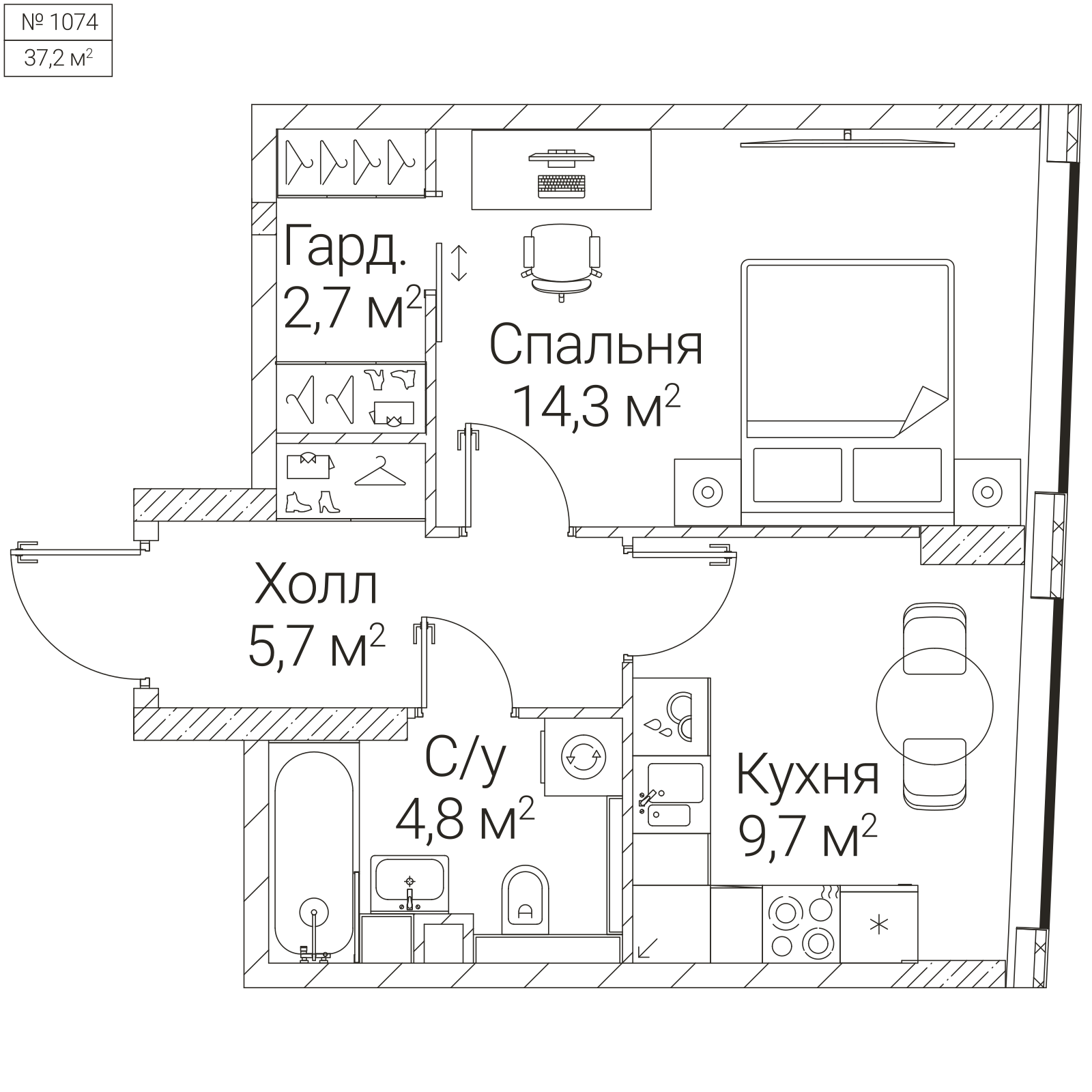 Официальная планировка SEZAR FUTURE, 37,2 м²