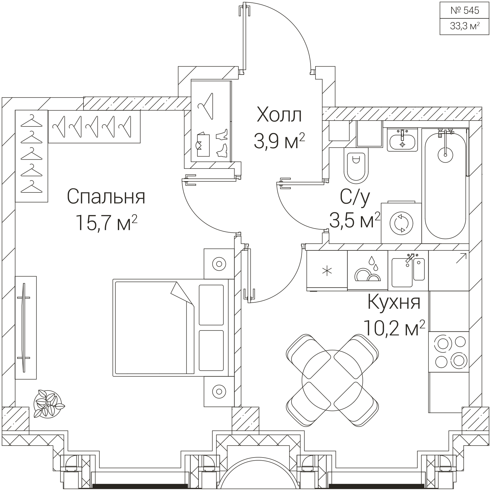 Официальная планировка SEZAR FUTURE, 33,3 м²