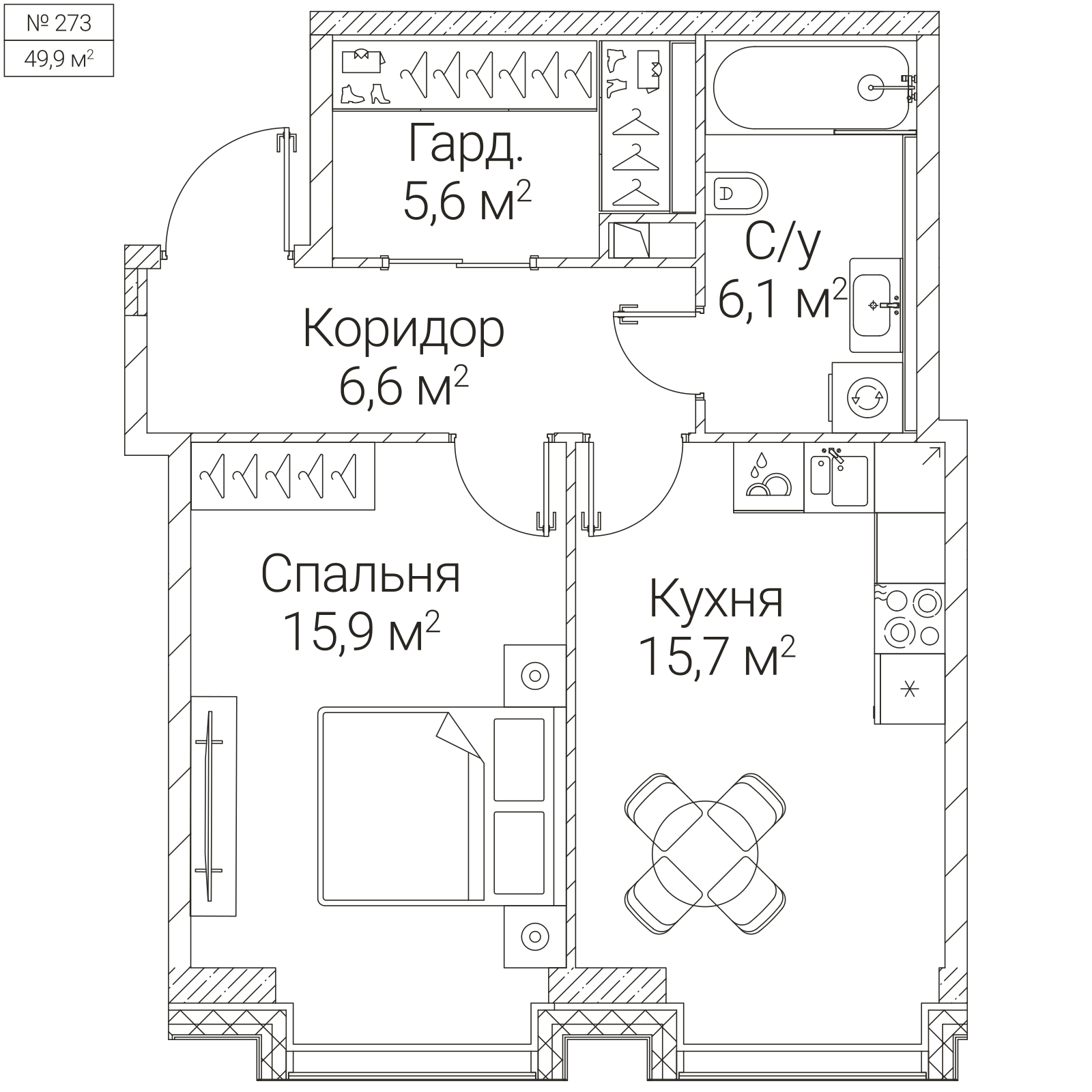 Официальная планировка SEZAR FUTURE, 49,9 м²