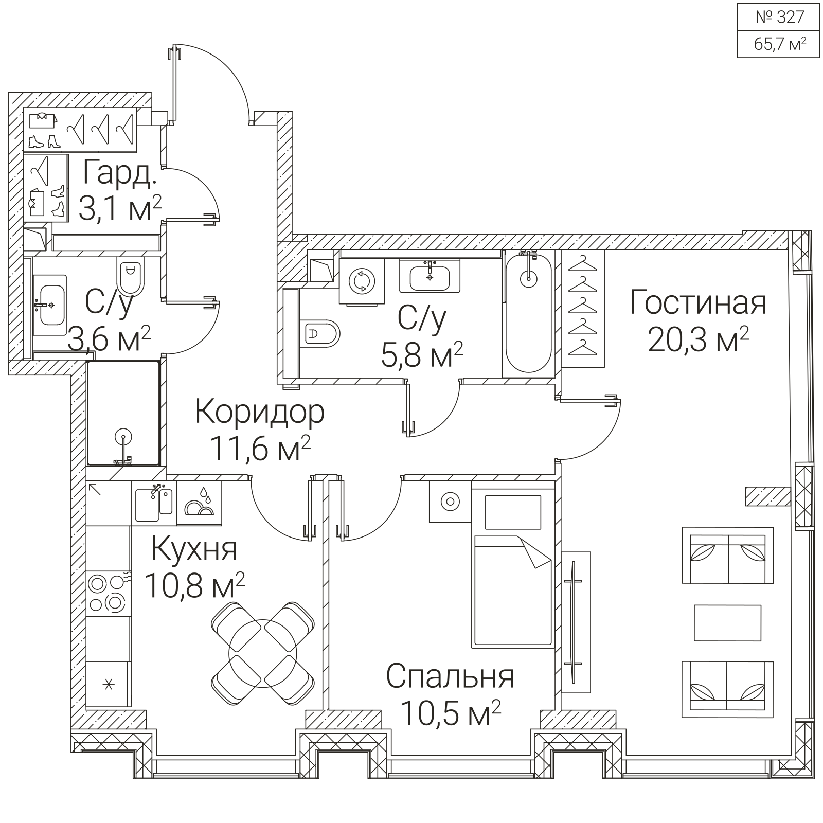 Официальная планировка SEZAR FUTURE, 65,7 м²