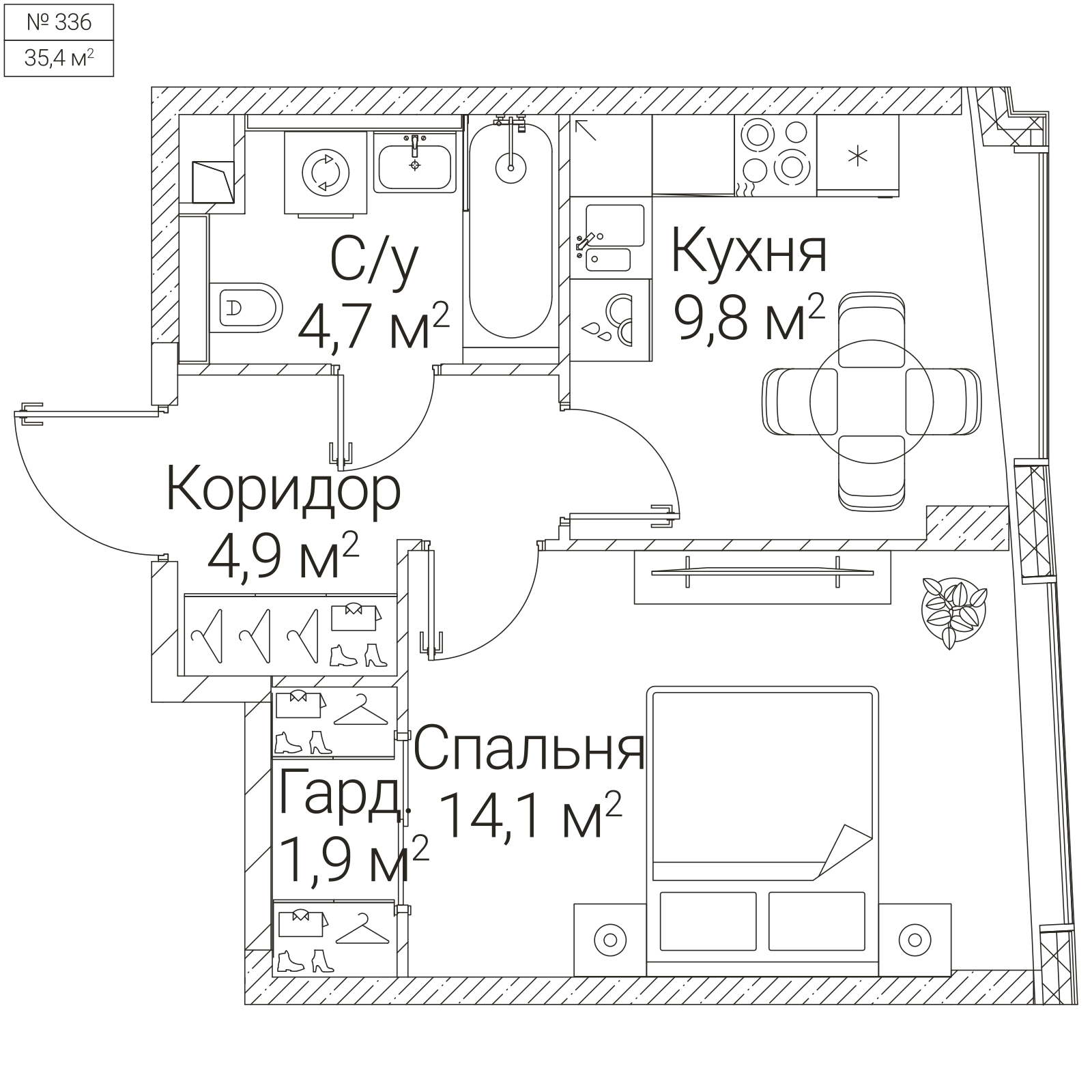 Официальная планировка SEZAR FUTURE, 35,4 м²