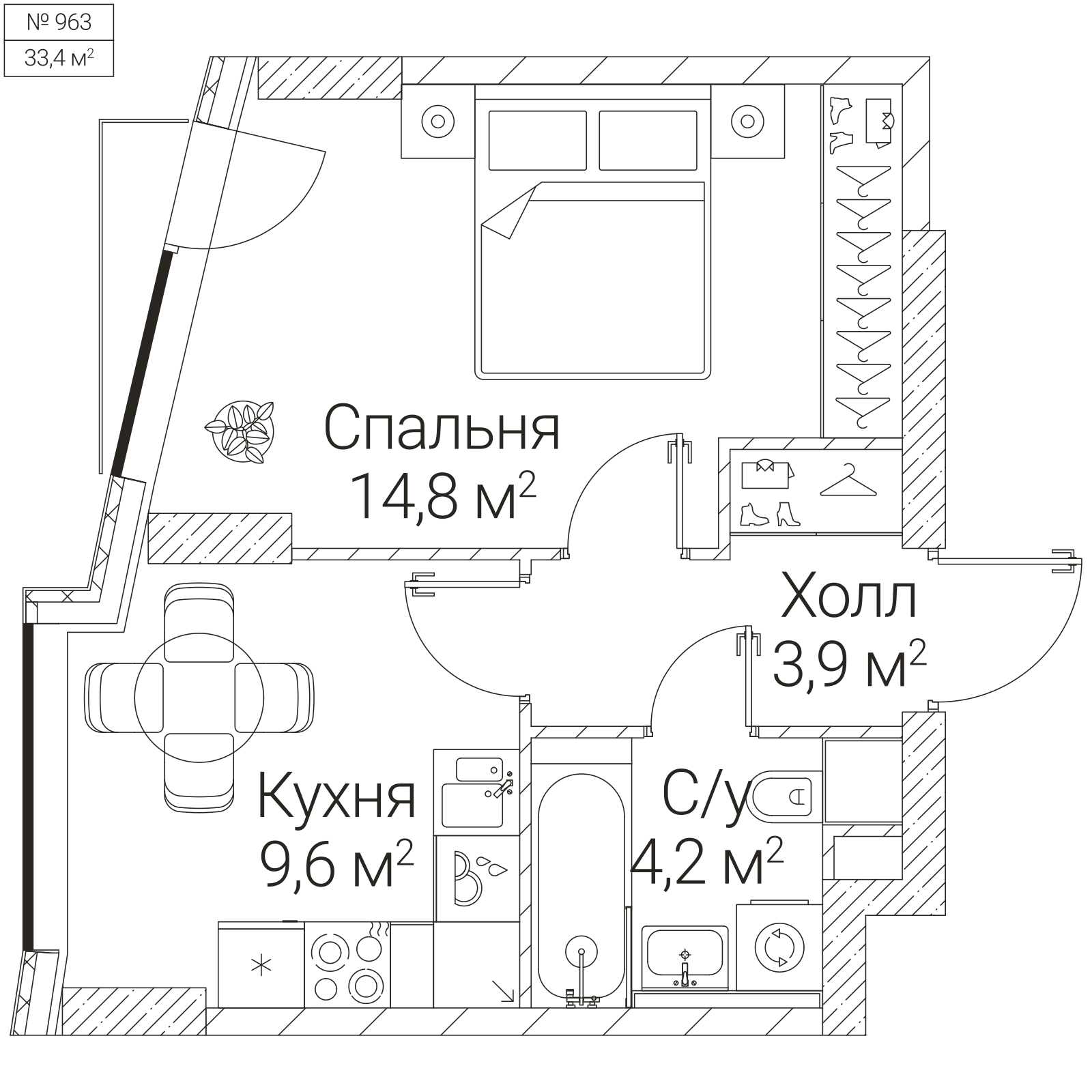 Официальная планировка SEZAR FUTURE, 32,8 м²