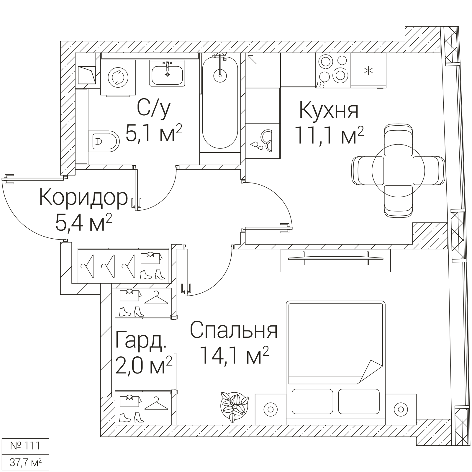 Официальная планировка SEZAR FUTURE, 37,7 м²