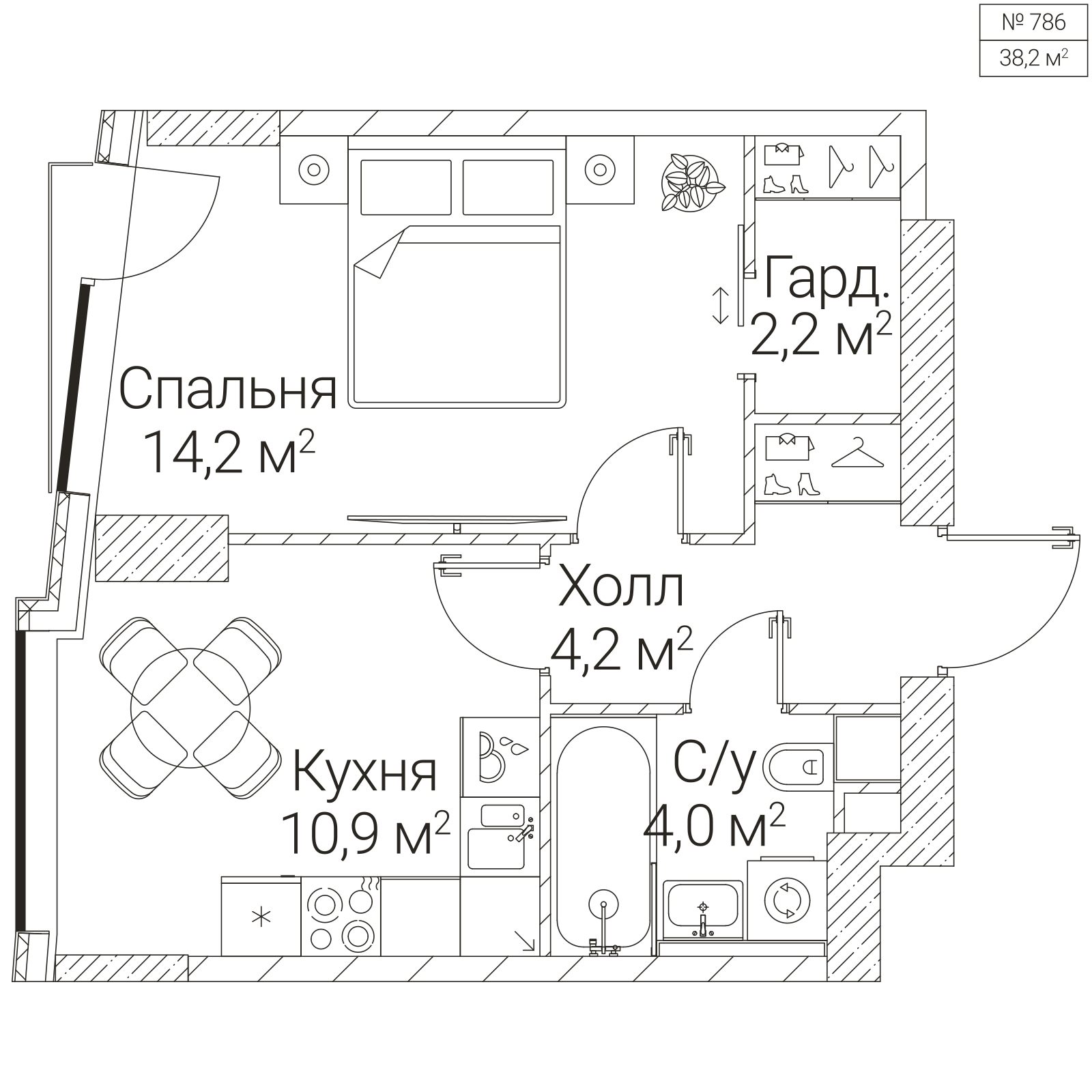 Официальная планировка SEZAR FUTURE, 35,5 м²