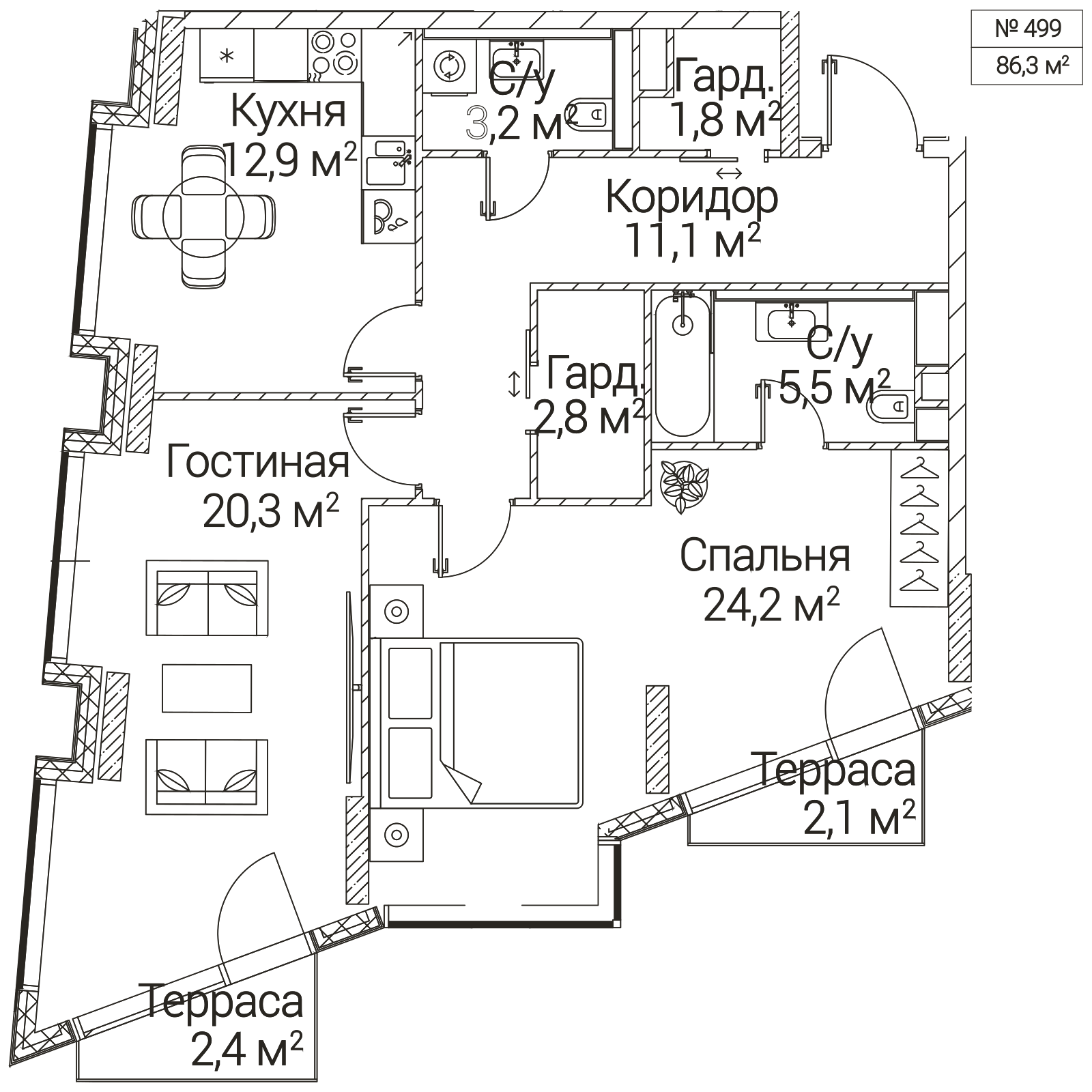 Официальная планировка SEZAR FUTURE, 83,1 м²